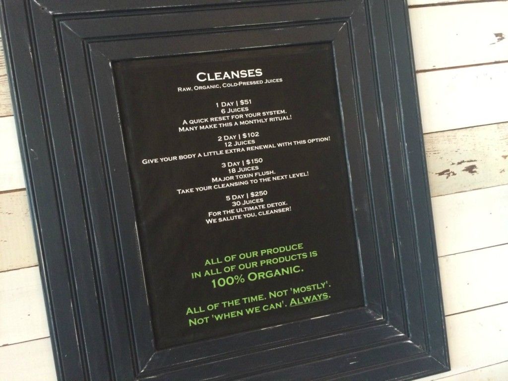Clean Juice cleanse menu
