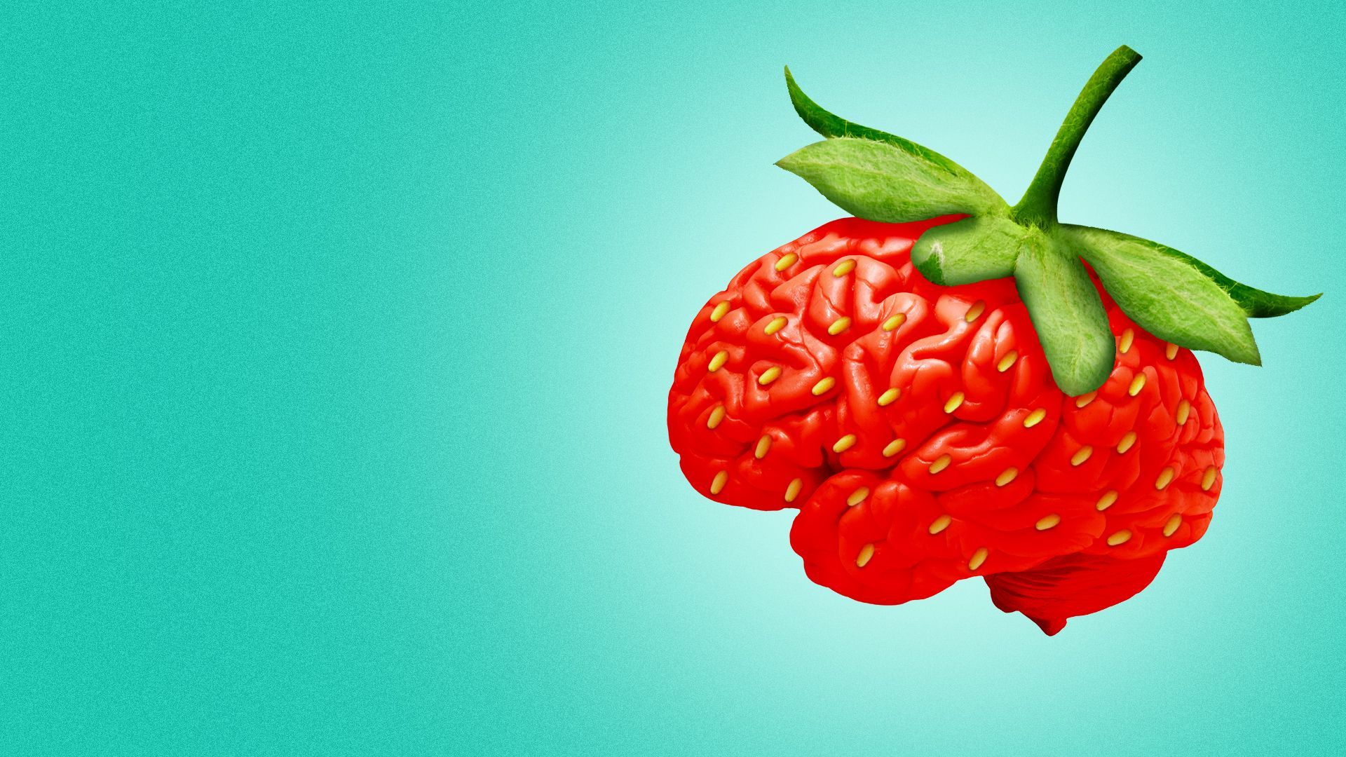 Illustration of a strawberry shaped like a brain