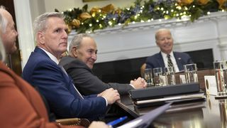 House Speaker Kevin McCarthy, Senate Majority Leader Chuck Schumer and President Joe Biden at a White House meeting in November, 2022.