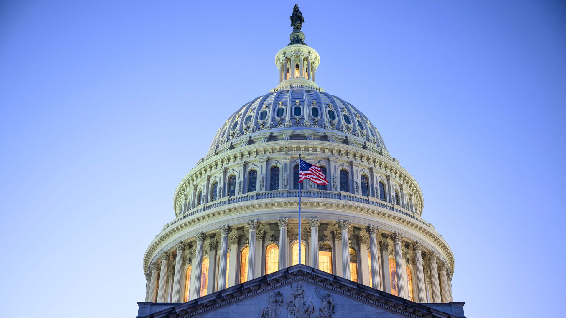 The dome of the US Capitol is seen at dusk in Washington, DC on November 13, 2023. (Photo by Mandel NGAN / AFP) (Photo by MANDEL NGAN/AFP via Getty Images)