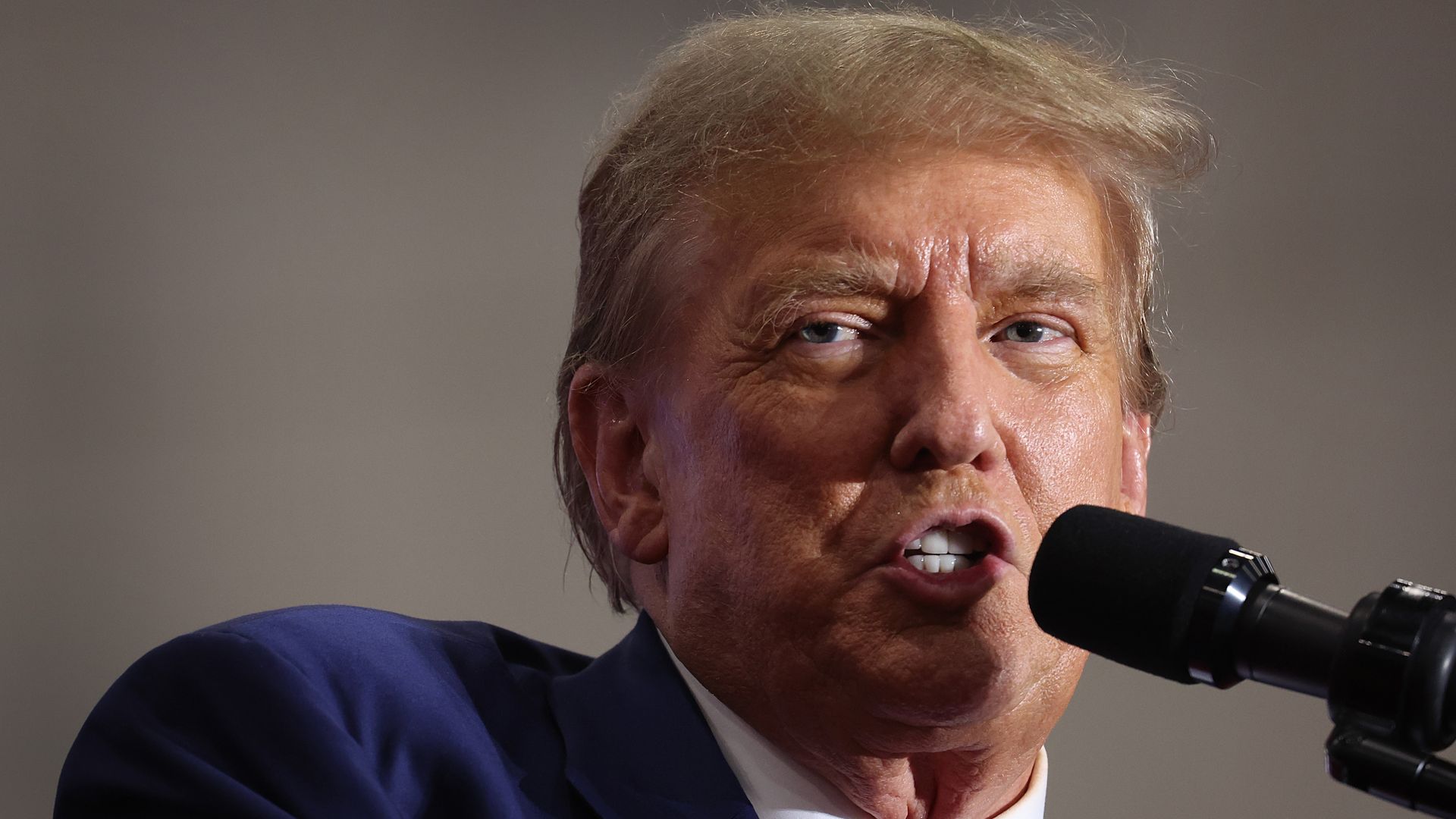  Former President Donald Trump speaks to guests at a rally on April 02, 2024 in Green Bay, Wisconsin.
