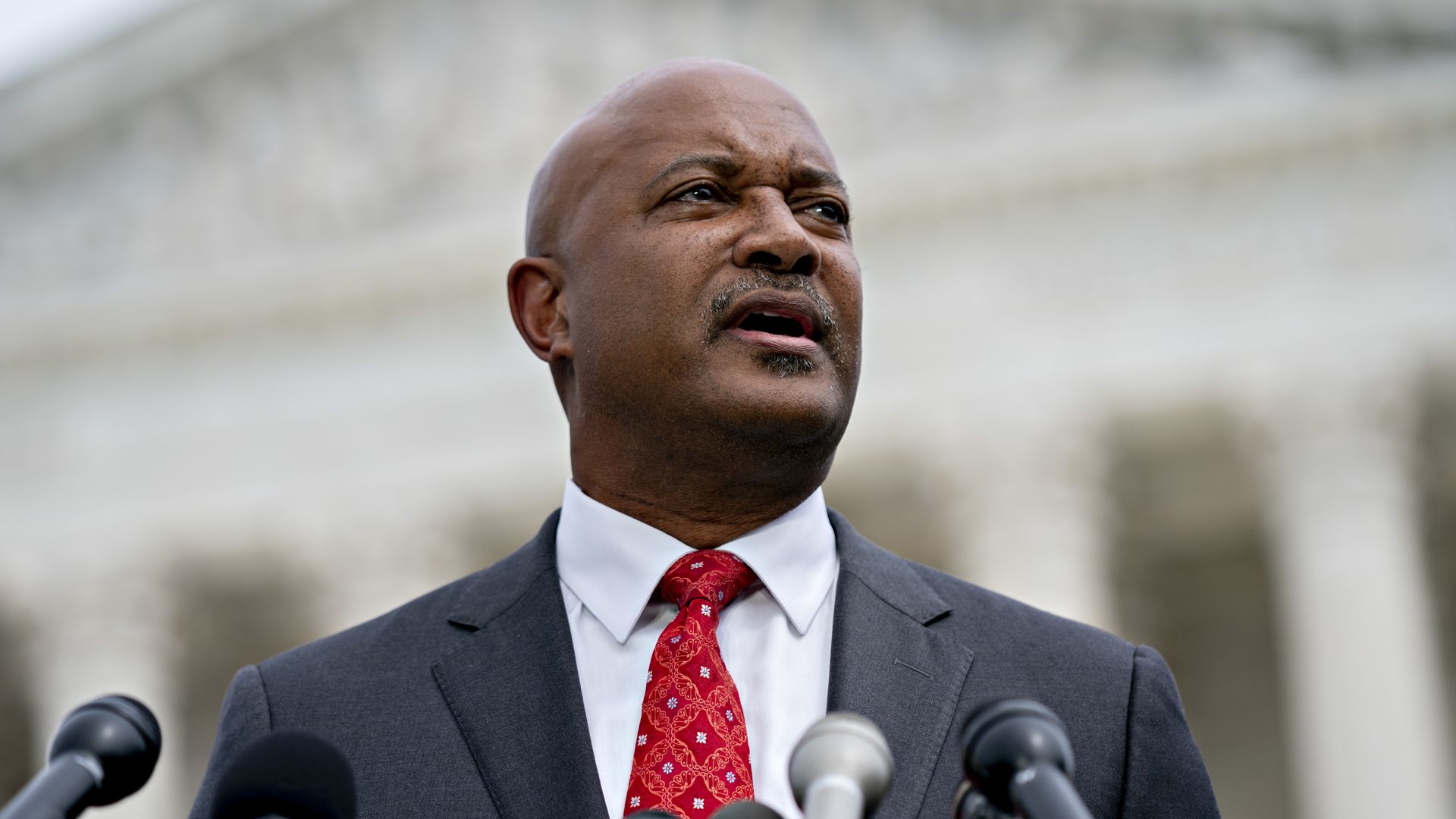 Curtis Theophilus Hill Jr., Indiana attorney general, speaks during a news conference outside the Supreme Court in Washington, D.C.