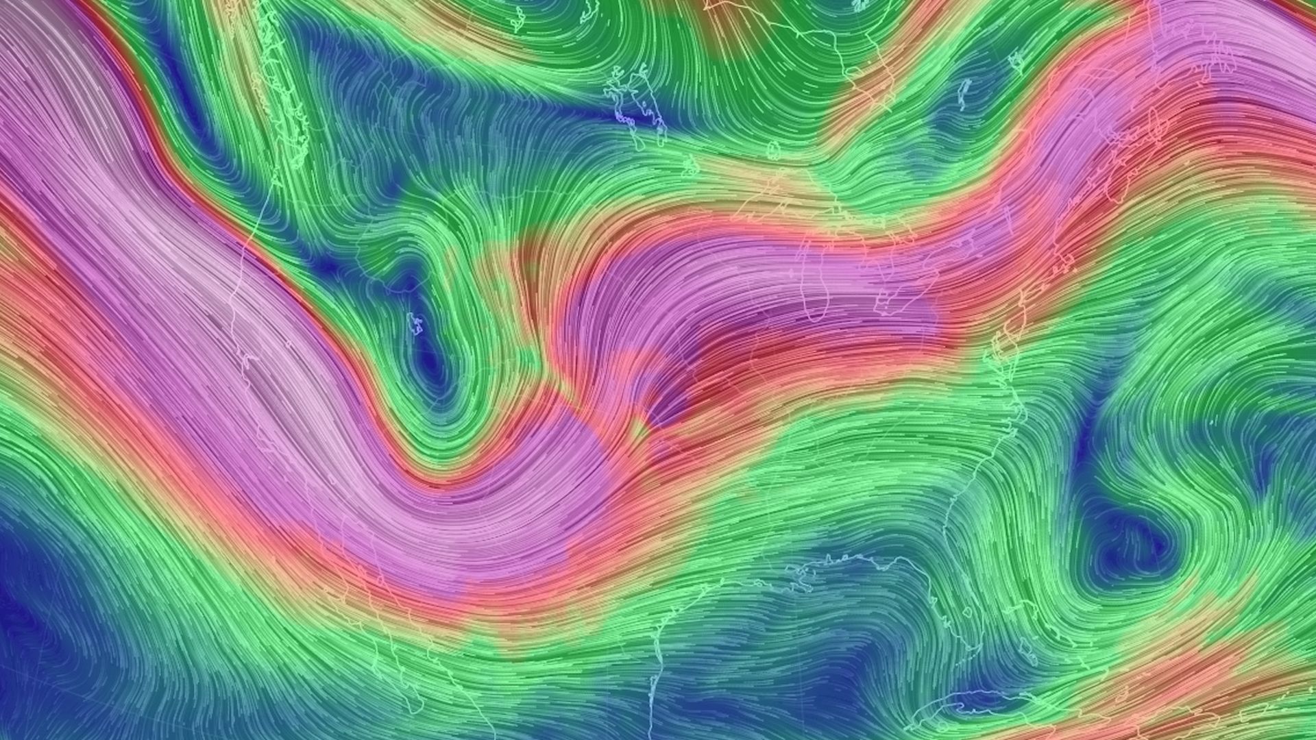 Computer model projection of upper level winds on Monday, May 20, 2019.