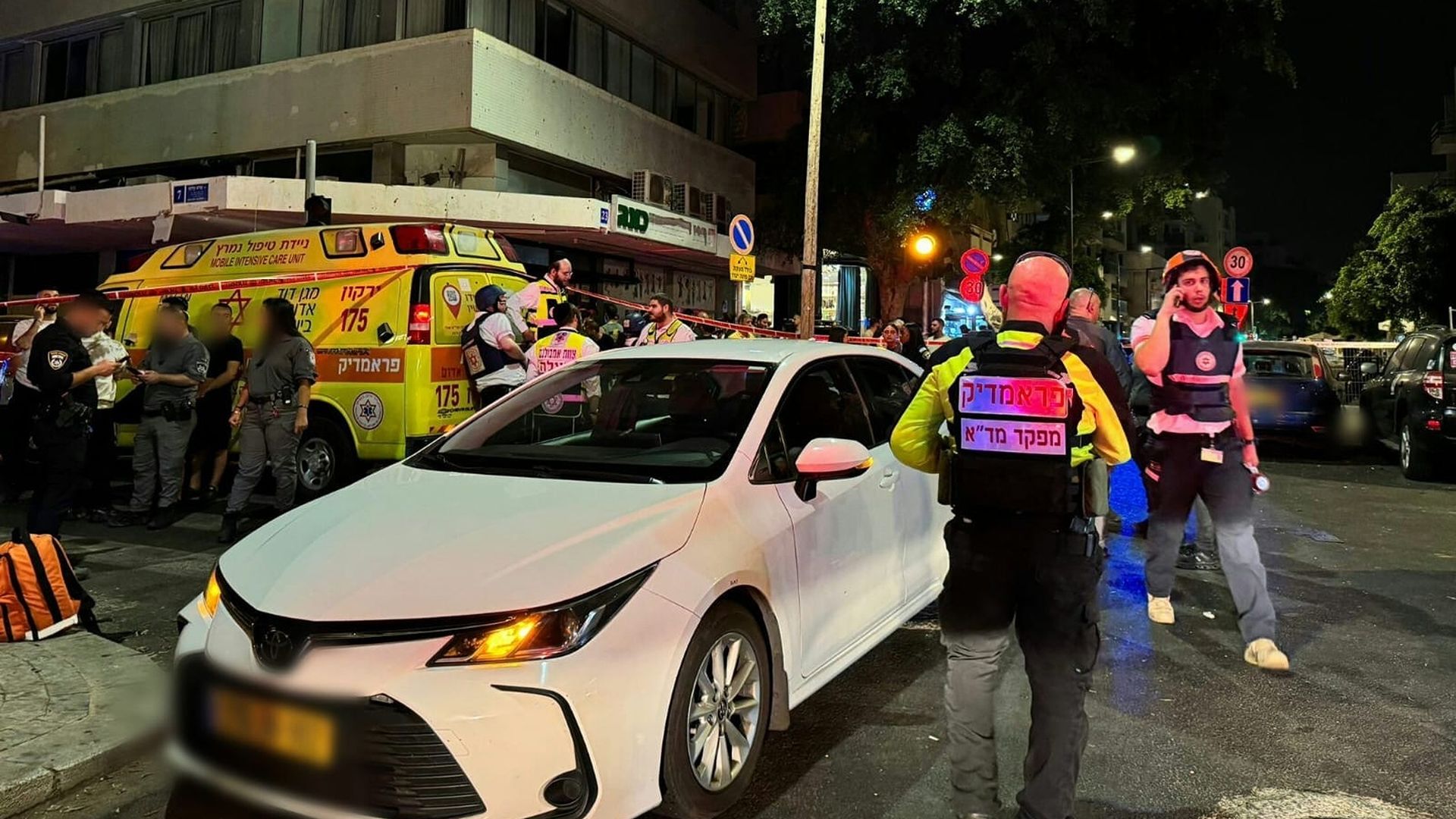 Emergency services at the scene of the explosion in Tel Aviv, Israel, early Friday local time.