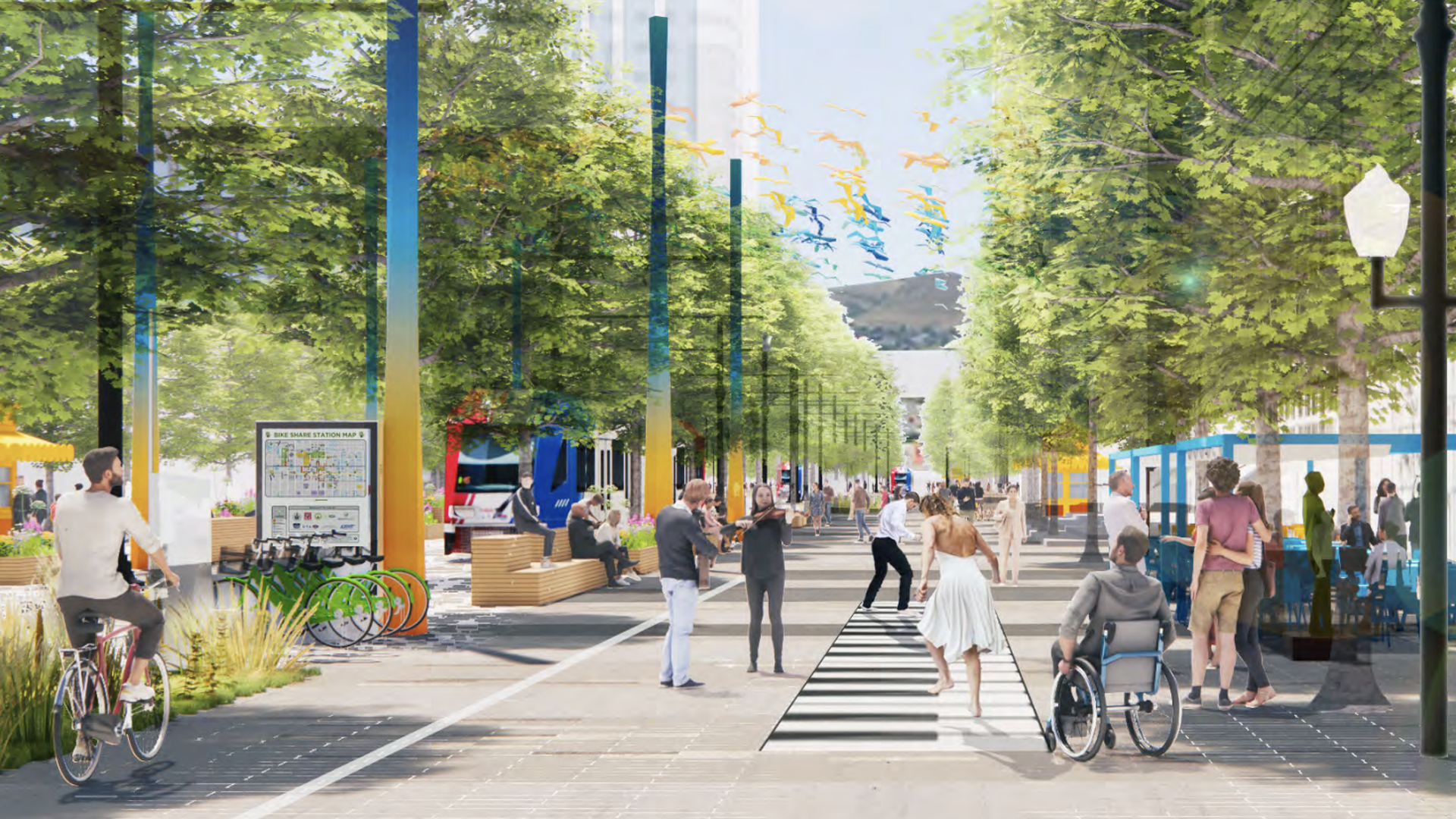 A rendering of proposed changes in Salt Lake City's downtown area.
