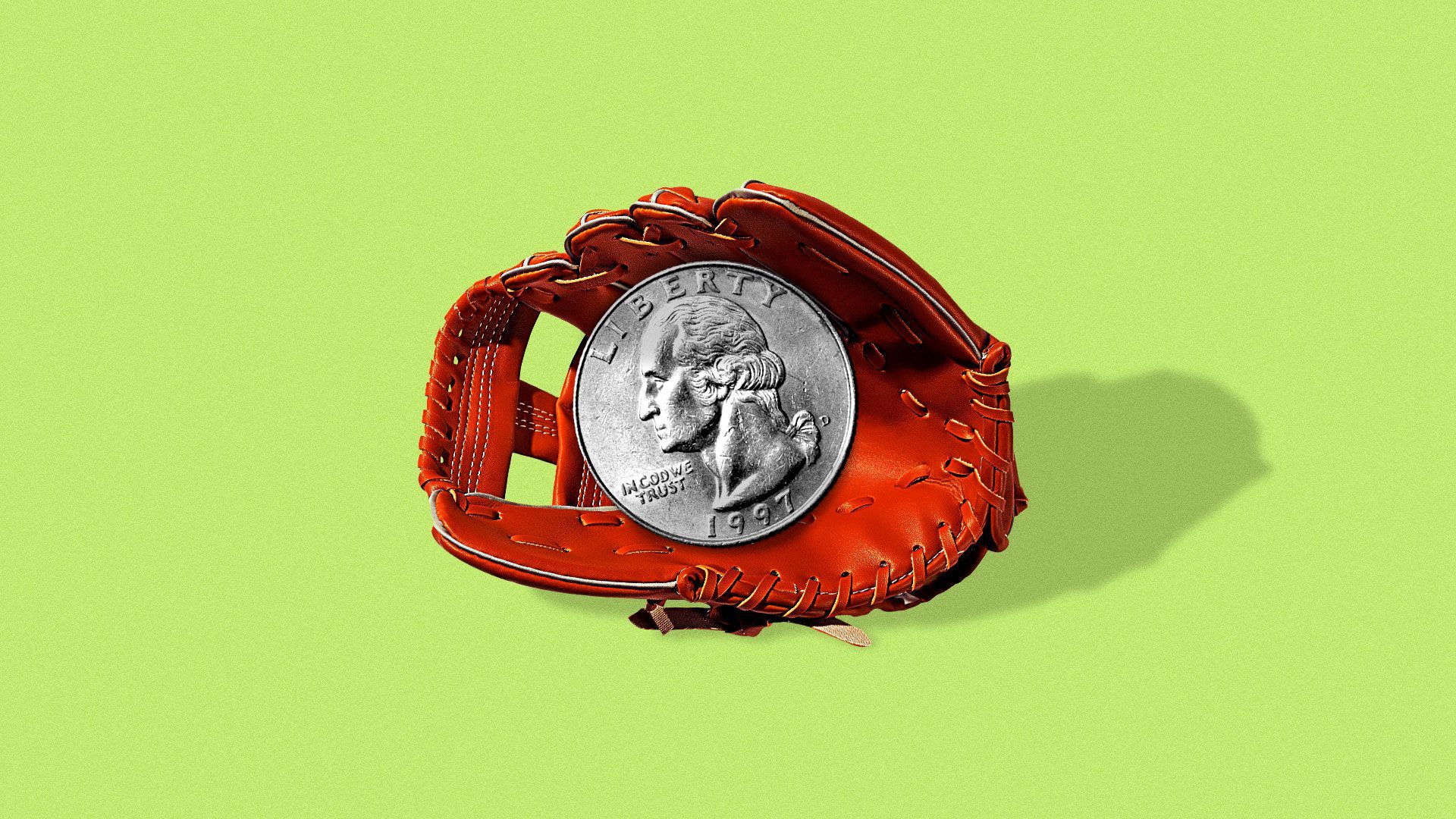 Illustration of baseball glove with a quarter replacing the baseball