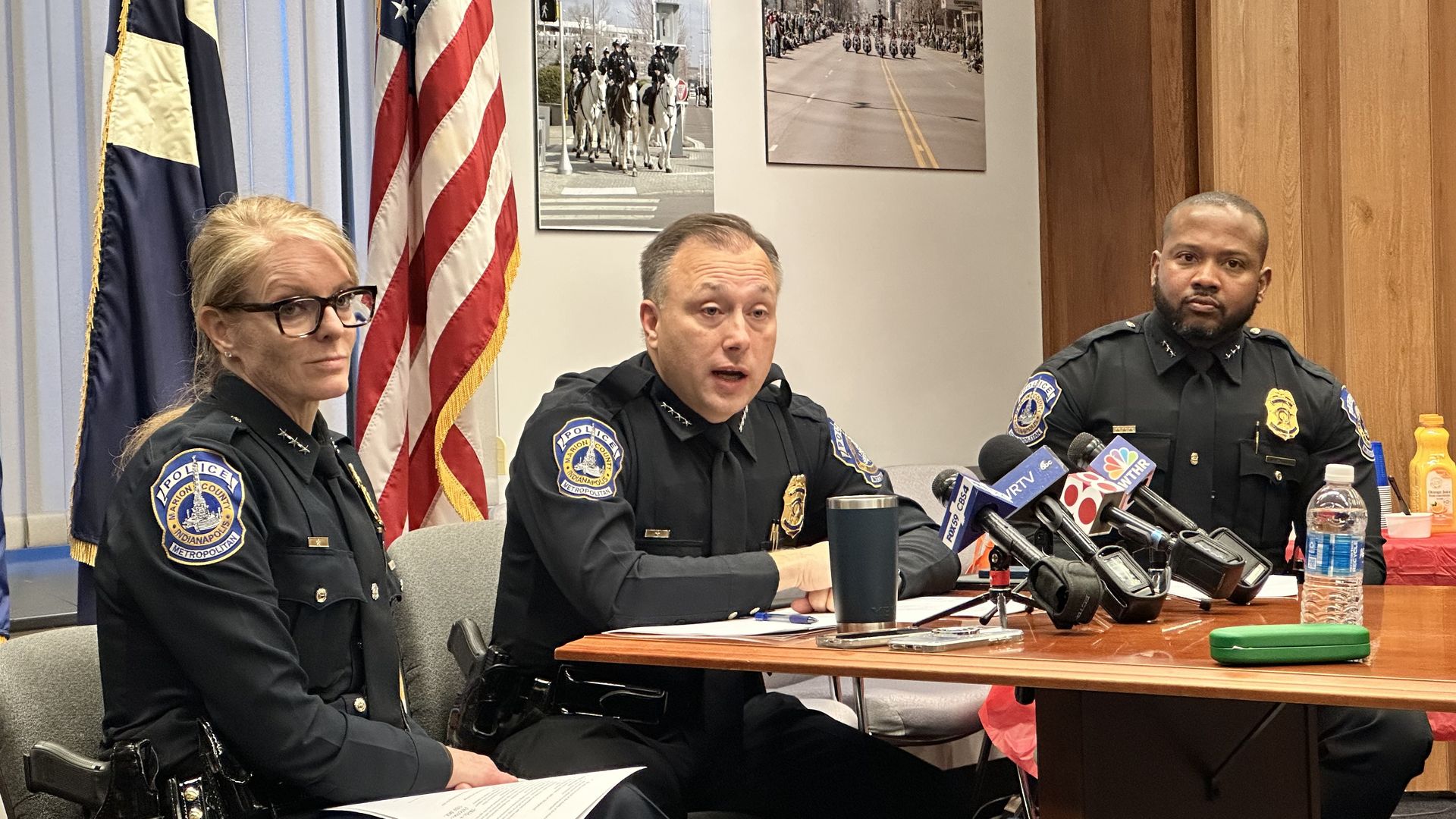 IMPD command staff speaks to reporters.