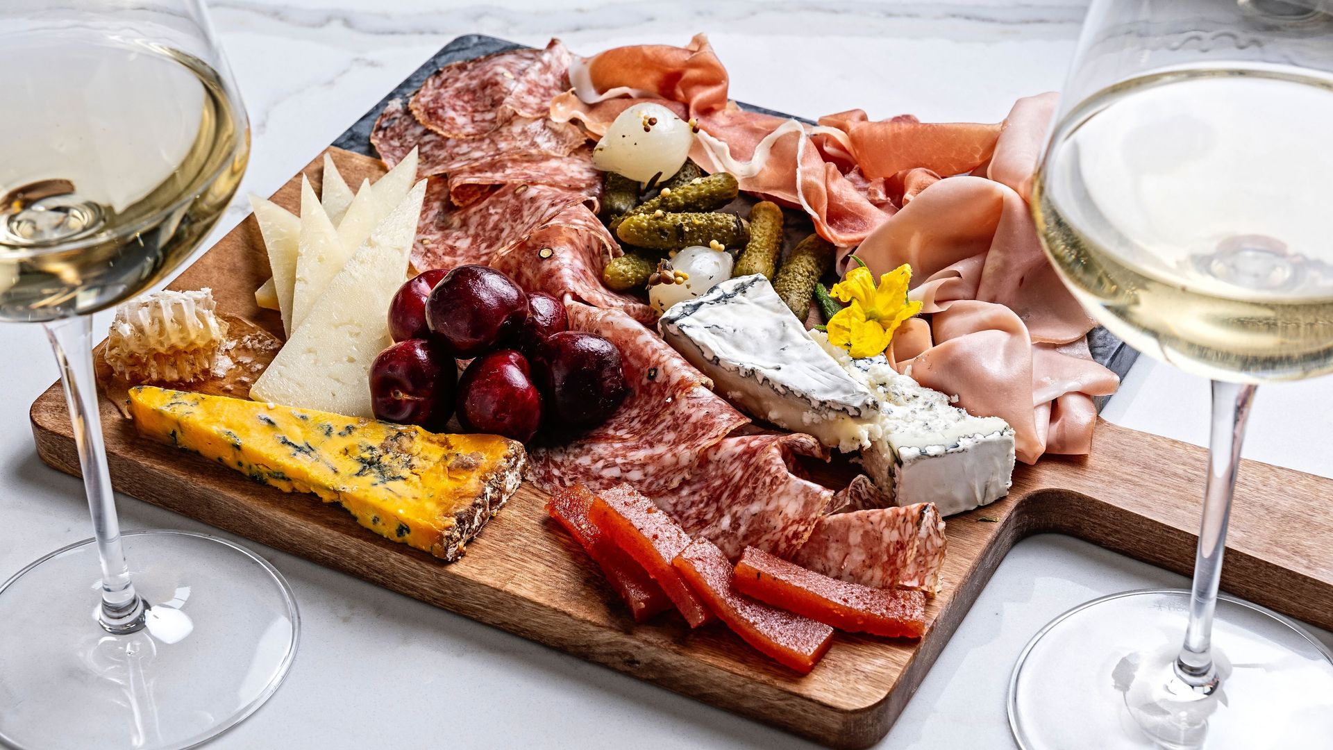 A meat and cheese board at new winery Crossvines