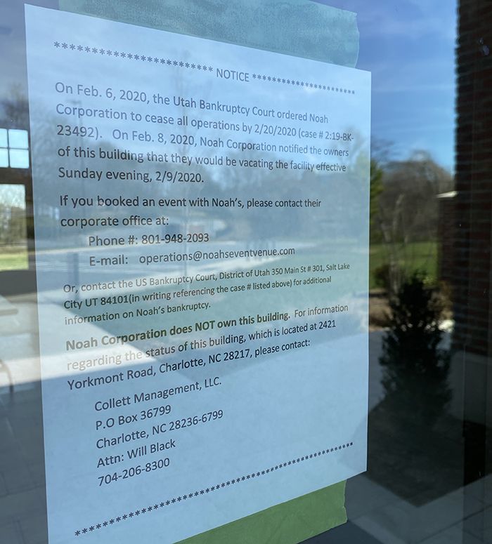 notice-on-door-noahs-wedding-venue