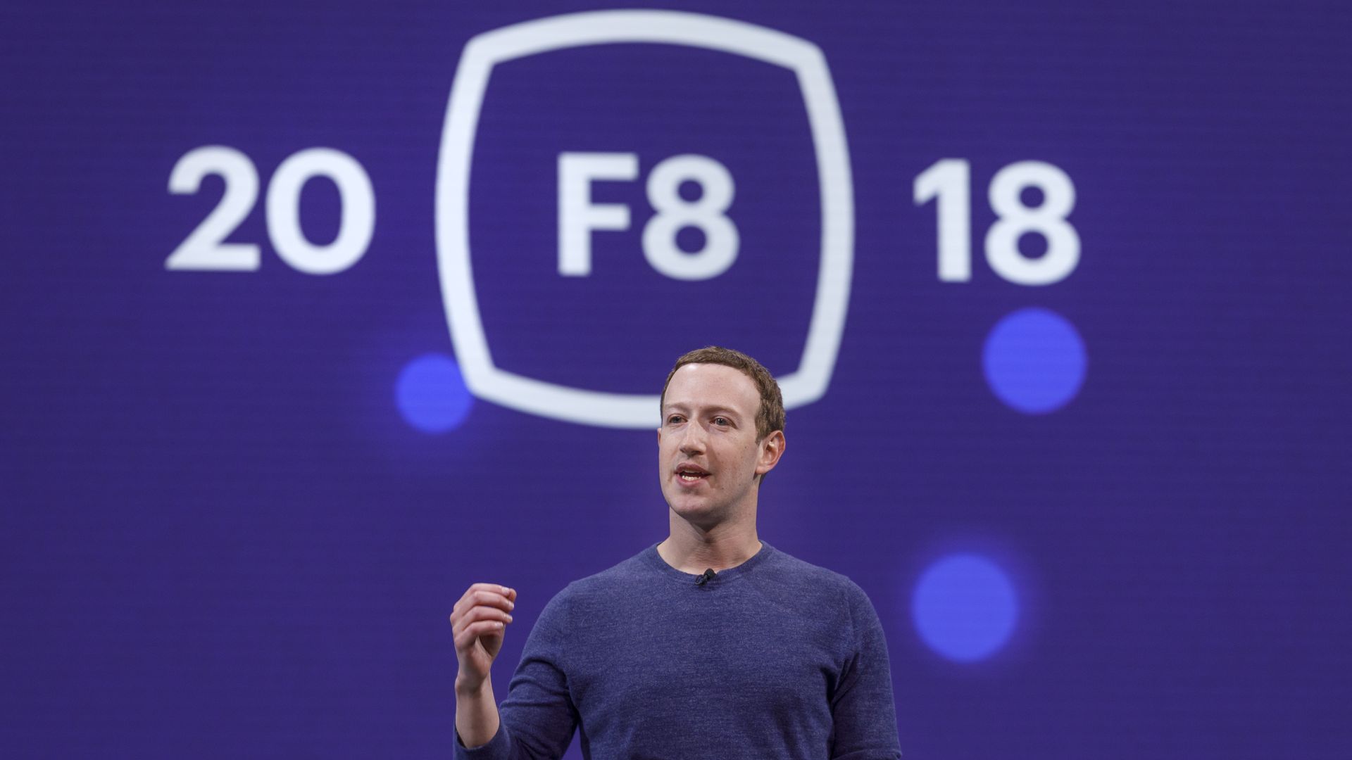 Facebook CEO Mark Zuckerberg at F8 2018. 