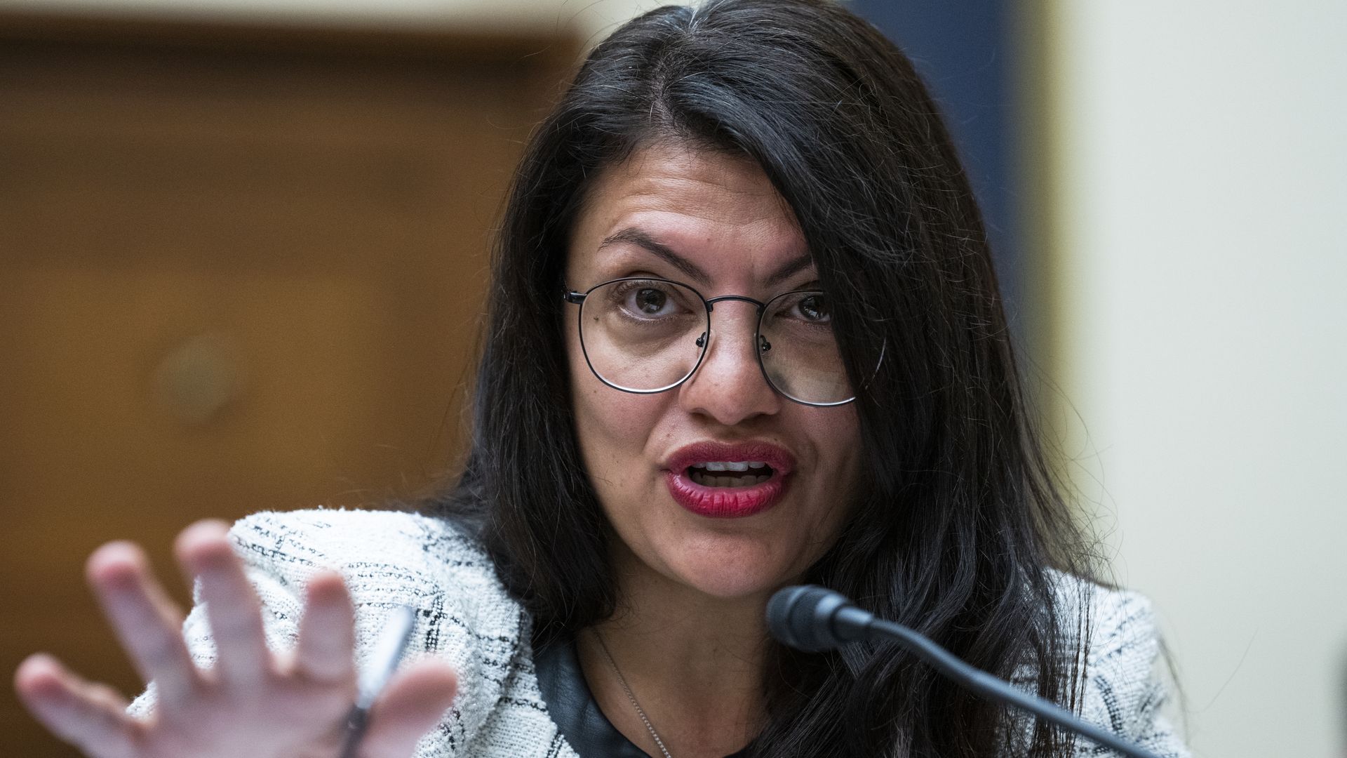 Rep. Rashida Tlaib is seen during a congressional hearing.