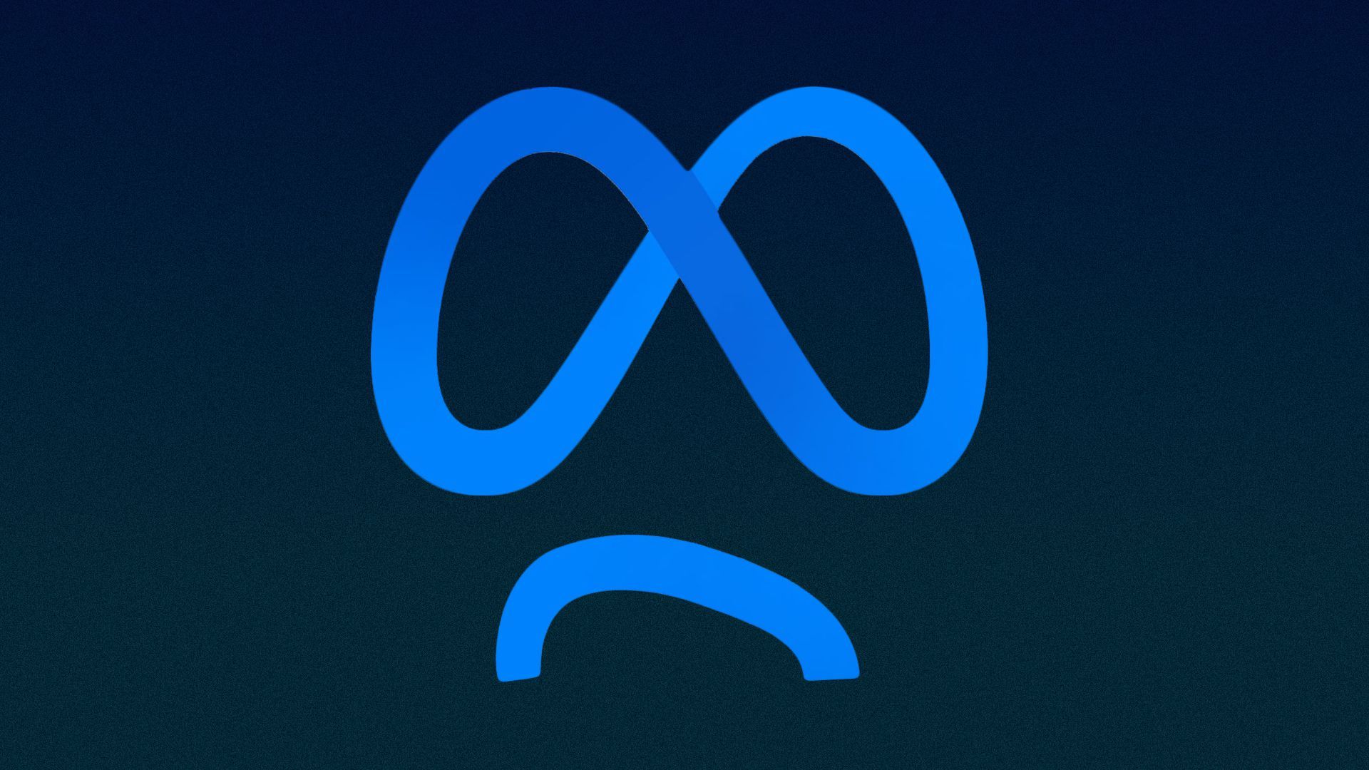 Illustration of a frowning face made from the Meta logo