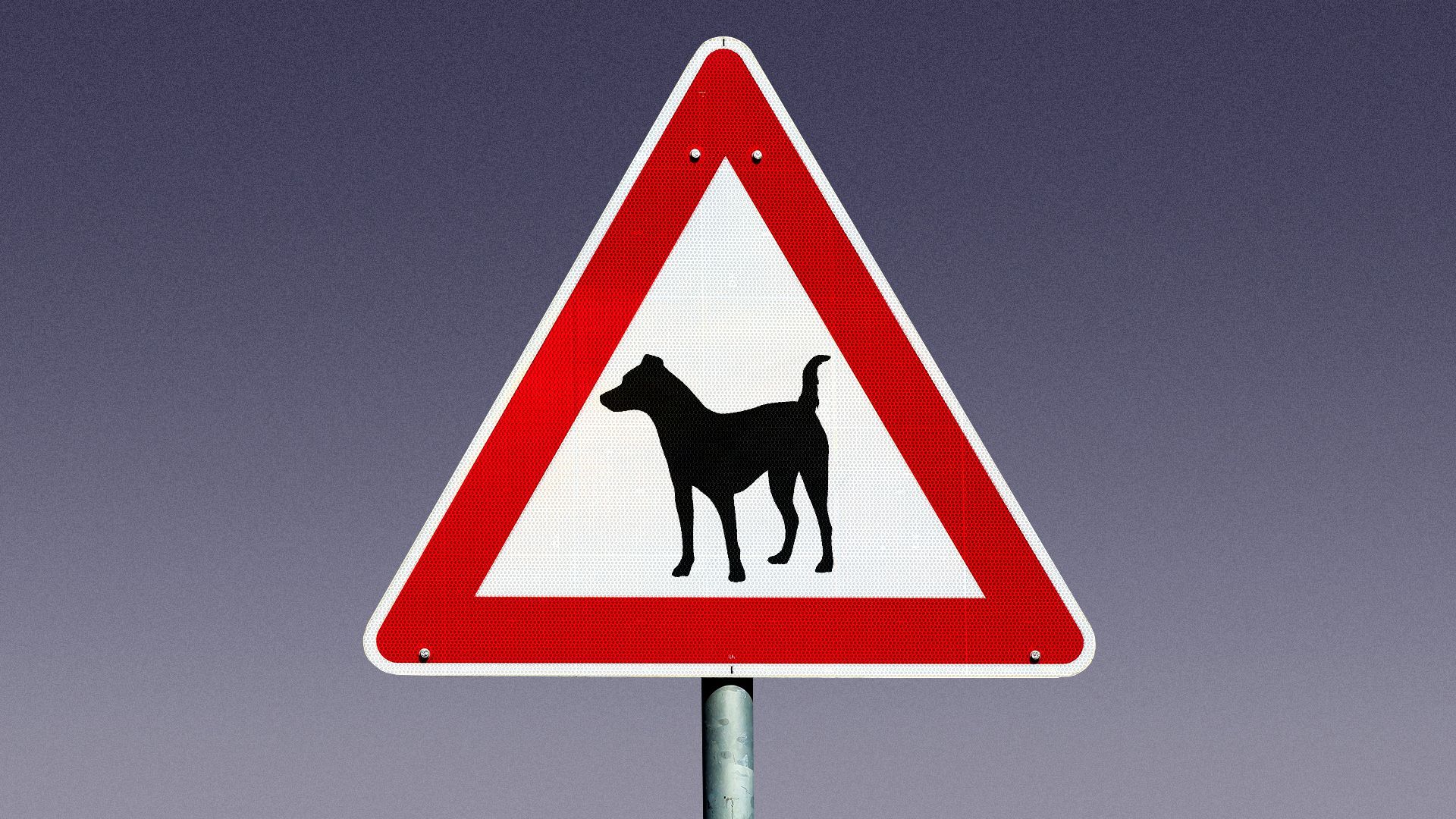 Illustration of a warning road sign showing a silhouette of a dog.
