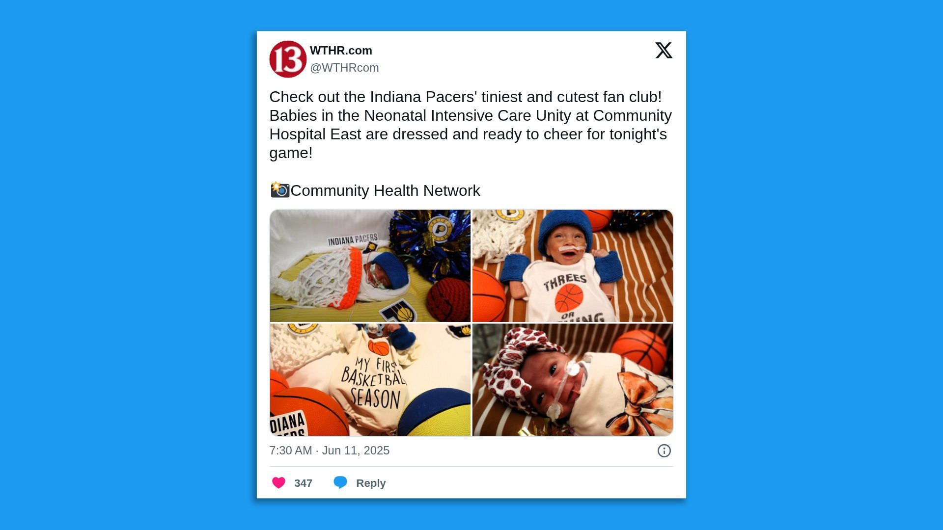 A screenshot of a tweet with babies