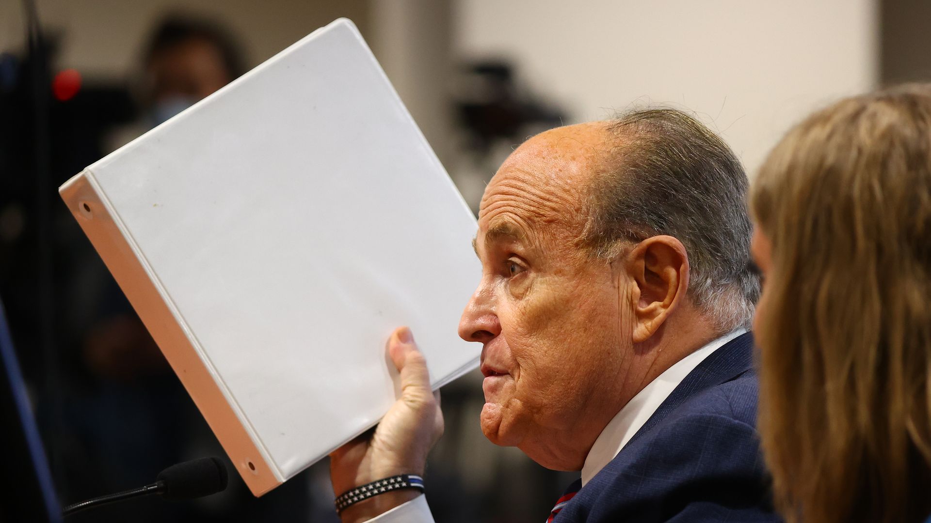 Rudy Giuliani speaks at an election hearing in Lansing, Mich., on Dec. 2.