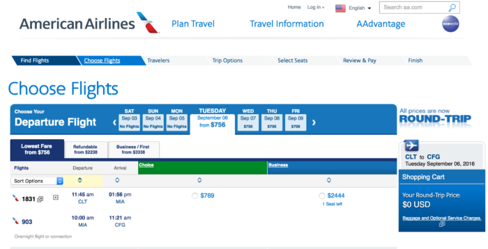 charlotte flights to cuba