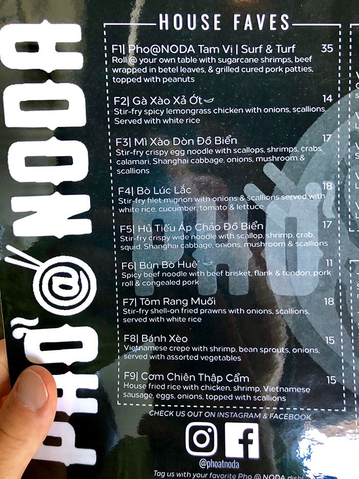 Pho @ NoDa menu 3