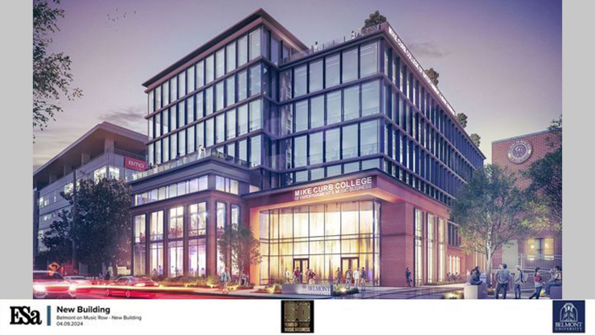 A rendering showing a multi-story building on Nashville's Music Row.