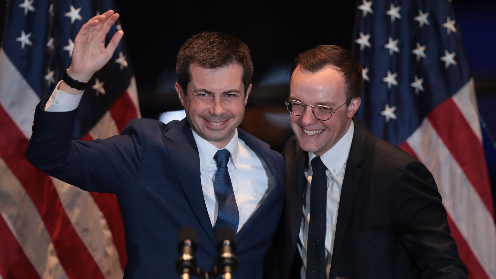 With his husband Chasten, Pete Buttigieg announces he is ending campaign to be the Democratic nominee for president during a speech at the Century Center on March 01, 2020 in South Bend, Indiana