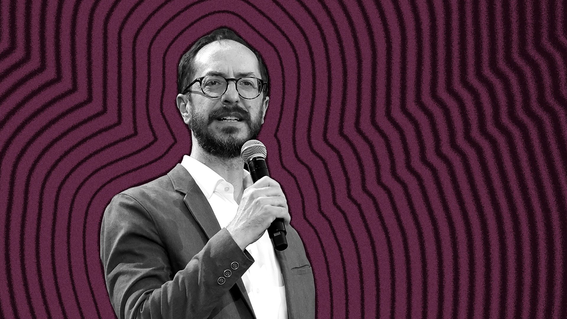 Photo illustration of Freddie O'Connell with lines radiating from him.