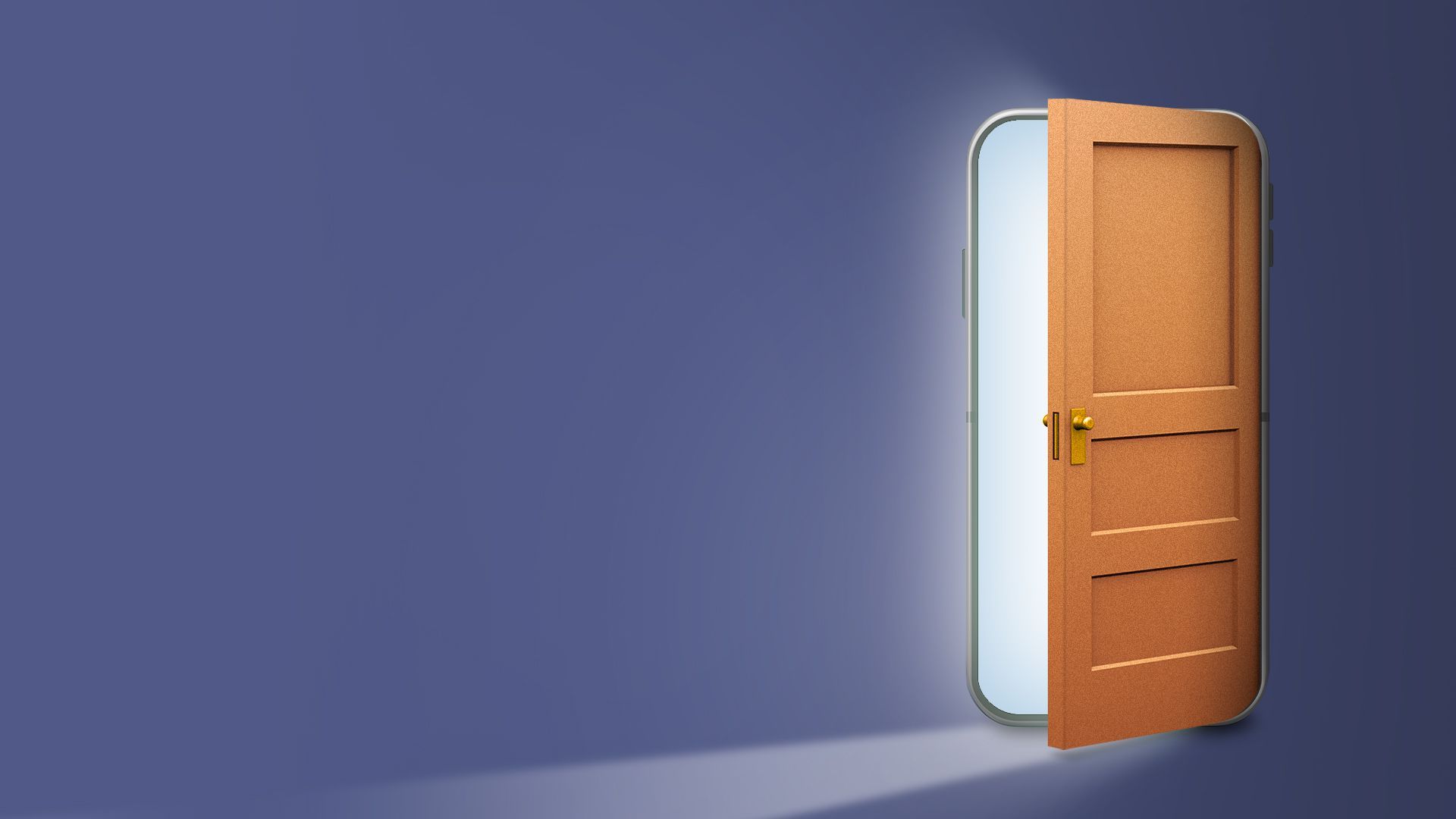 Illustration of a smartphone with the screen as an open door.