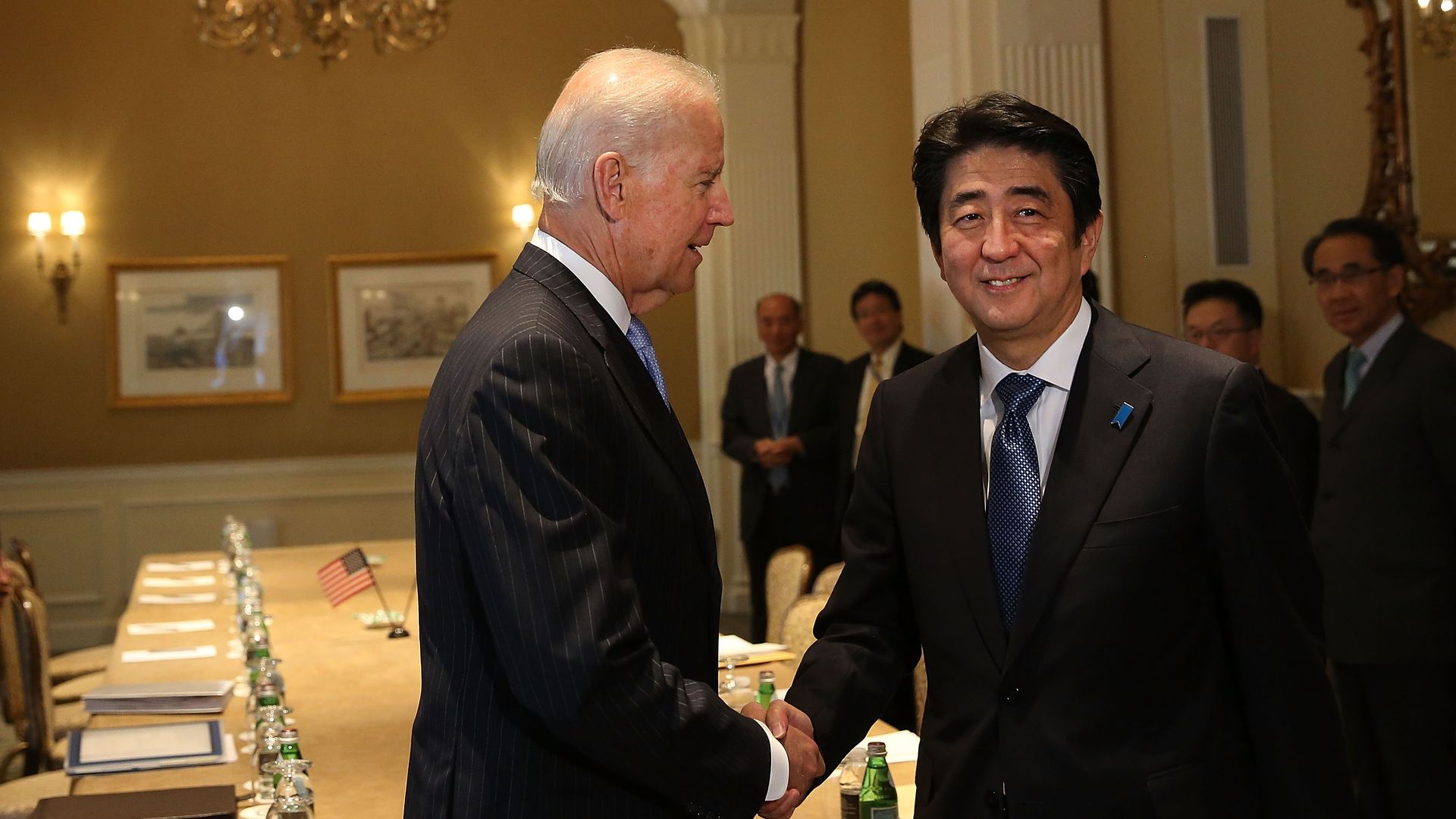 Then-Vice President Joe Biden meets with Japan's Shinzo Abe in New York City in 2014.