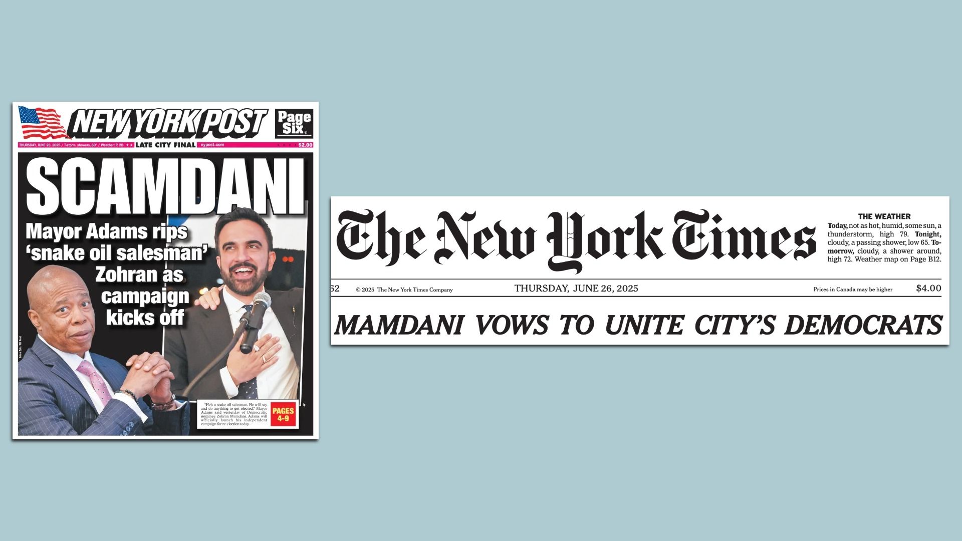 Today's New York headlines.