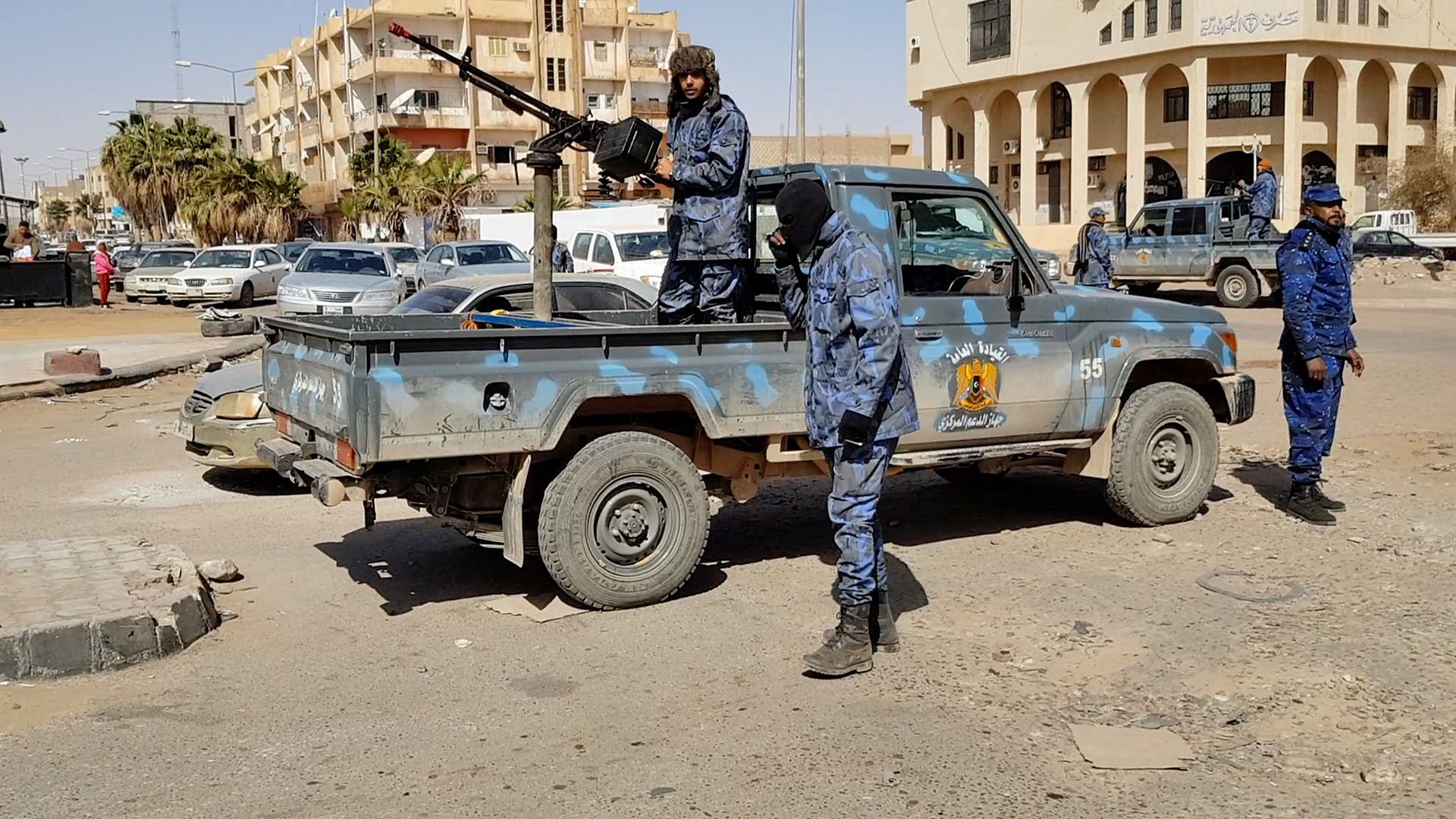 Forces loyal to Libyan strongman Khalifa Haftar patroling in downtown Sebha, the biggest city in southern Libya, in February.