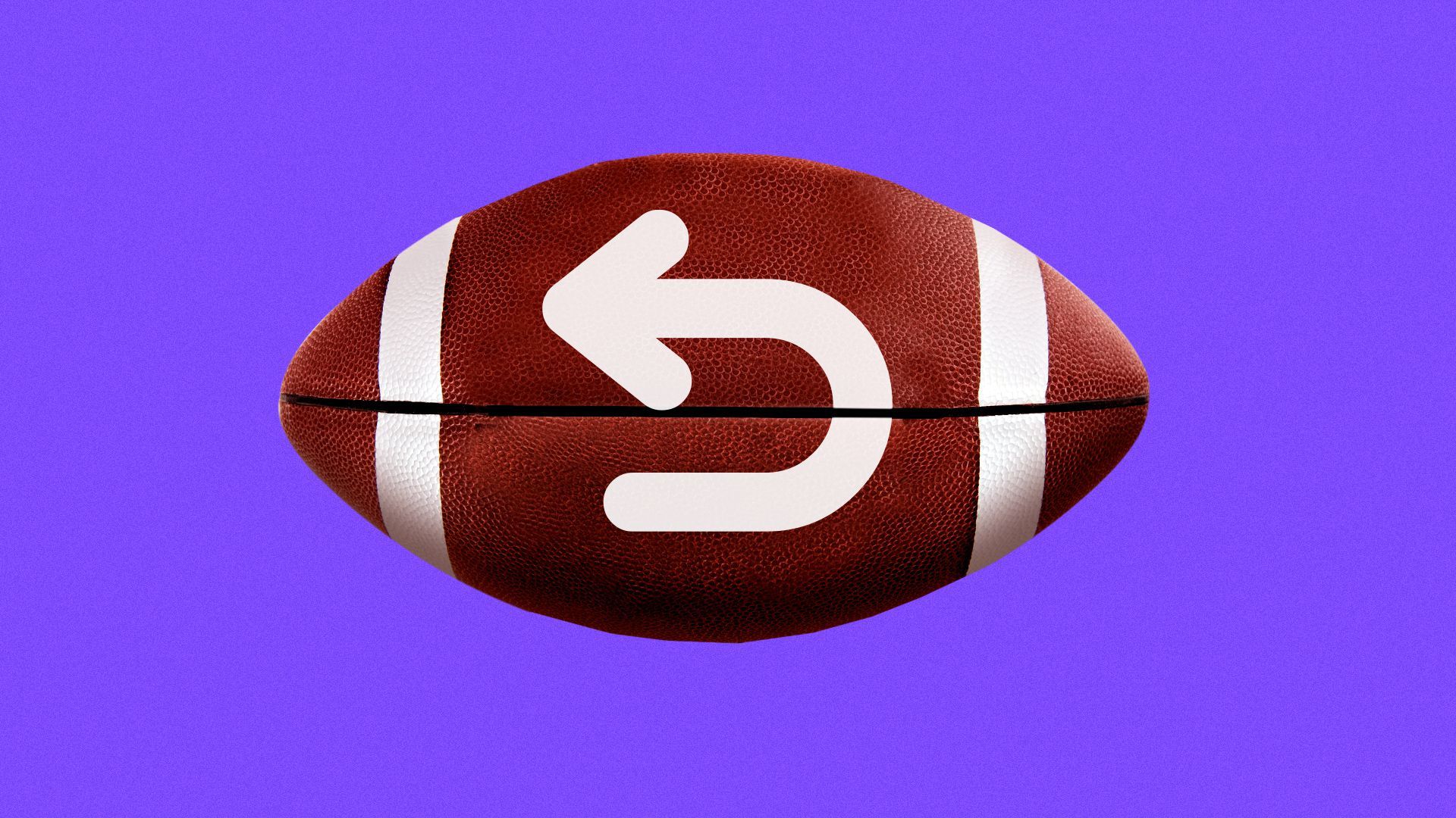 Illustration of a football with a return arrow as the stitching