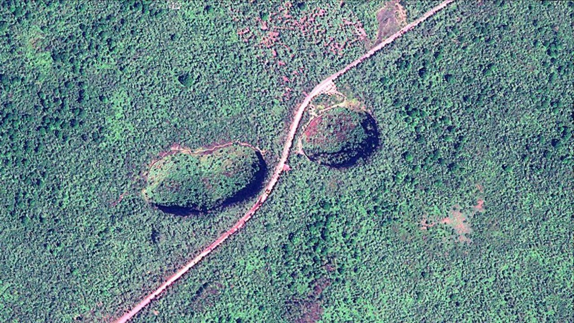 A satellite photo showing the highlands of Santa Cruz Island, Galapagos. Photo: Satellite image via Maxar Technologies