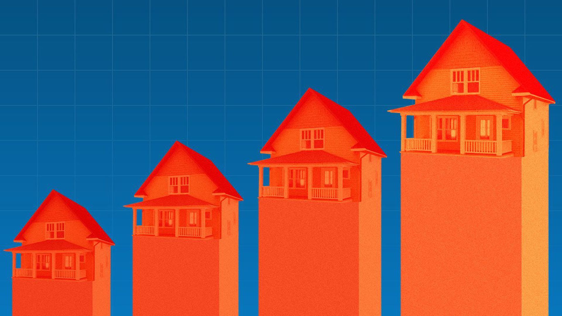 illustration of a bar graph with houses as the graph