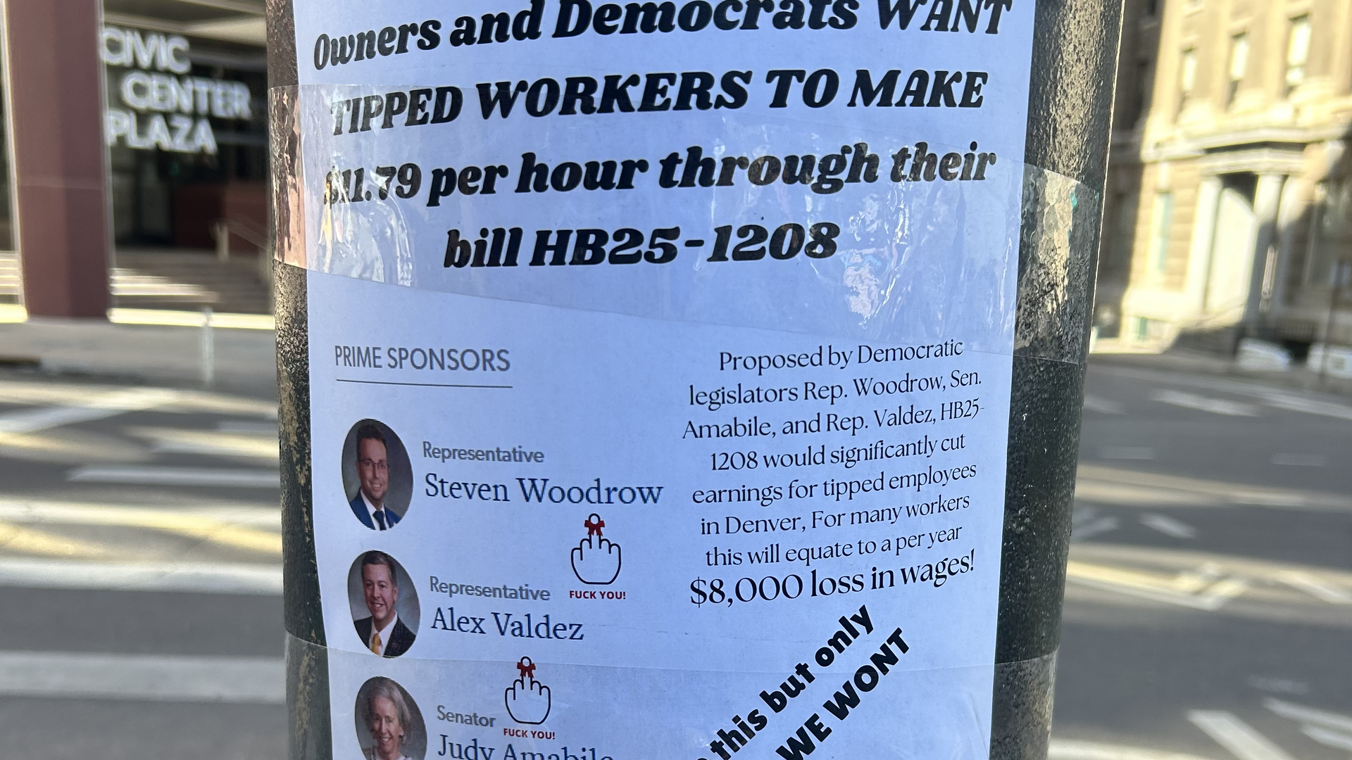 A flier attacking the sponsors of House Bill 1208