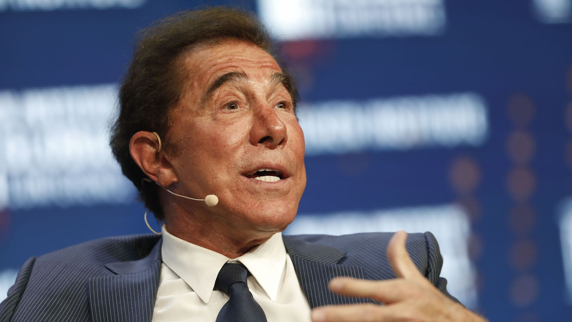 Casino magnate and Republican fundraiser Steve Wynn speaks at a conference.