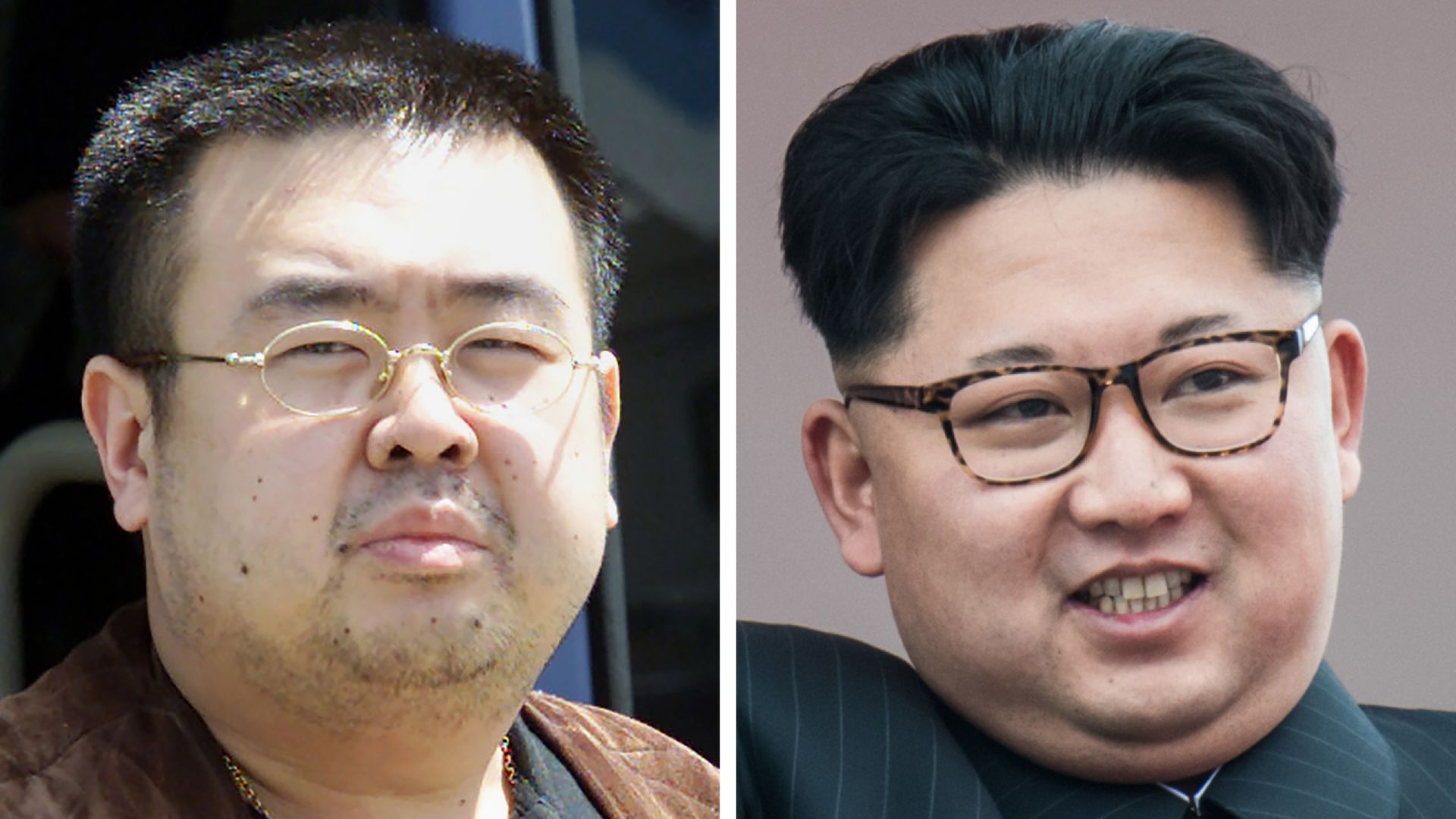 This image is a split screen of Kim Jong Nam and his brother, Kim Jong-un
