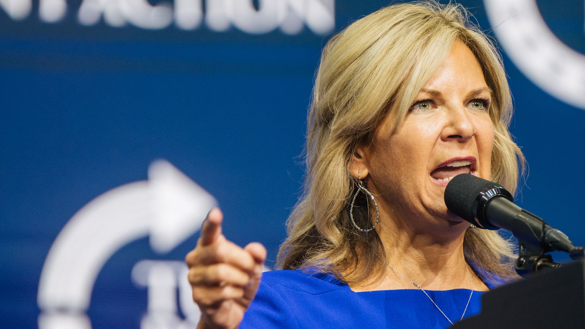 Arizona Chairwoman Kelli Ward speaks during the Rally To Protect Our Elections conference on July 24, 2021.