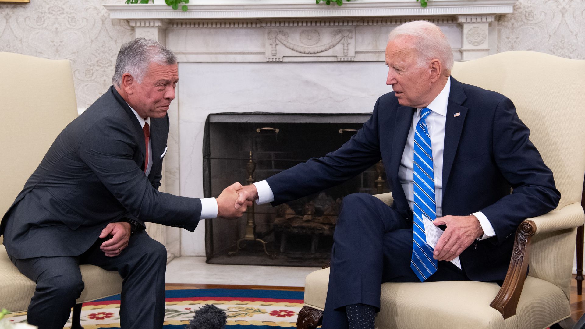 King Abdullah (L) meets with Biden, July 19.