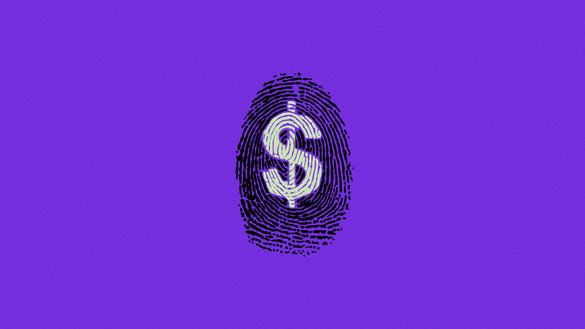 Illustration of a fingerprint with a dollar sign.