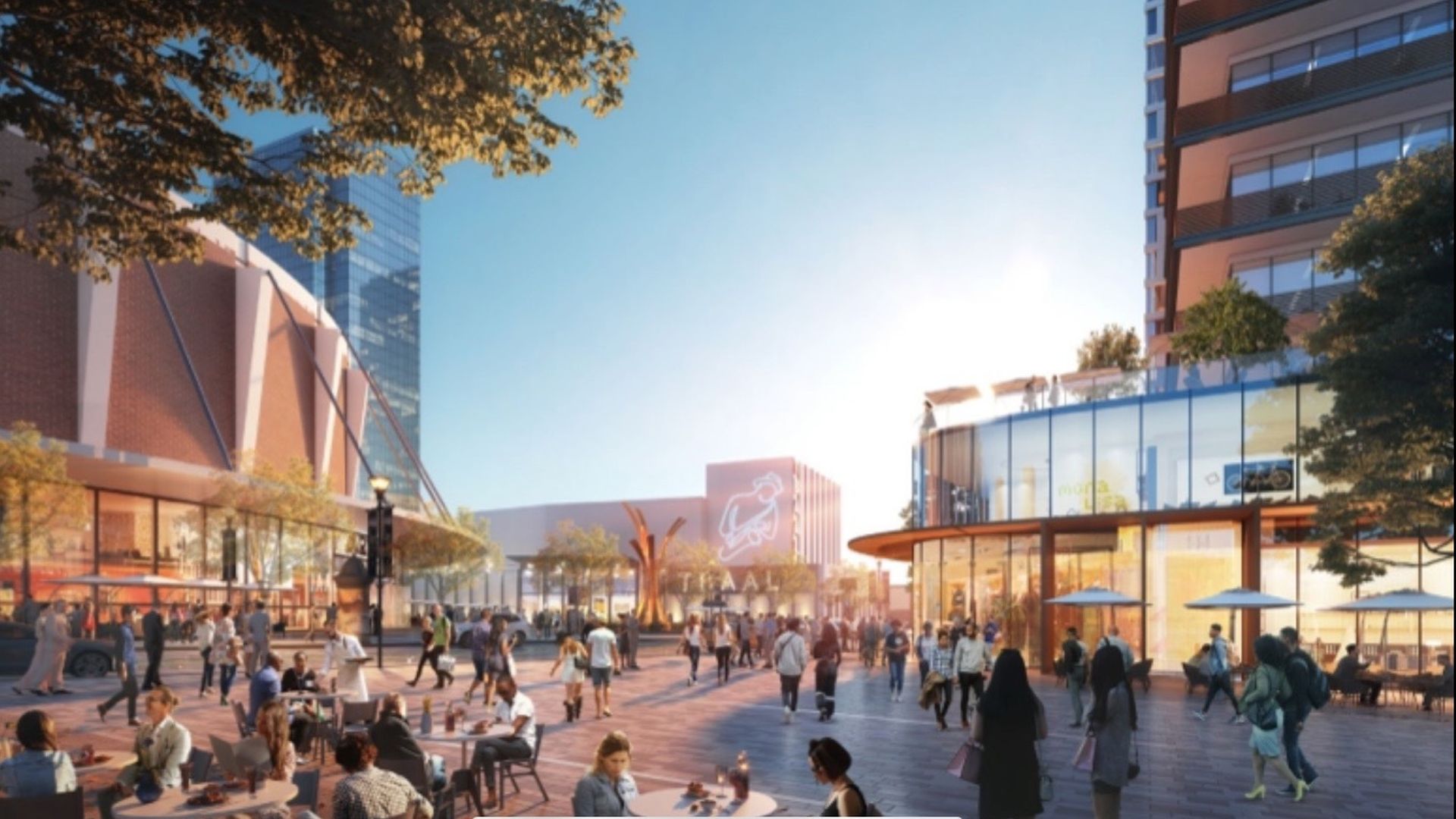 A rendering of a new Dallas convention center