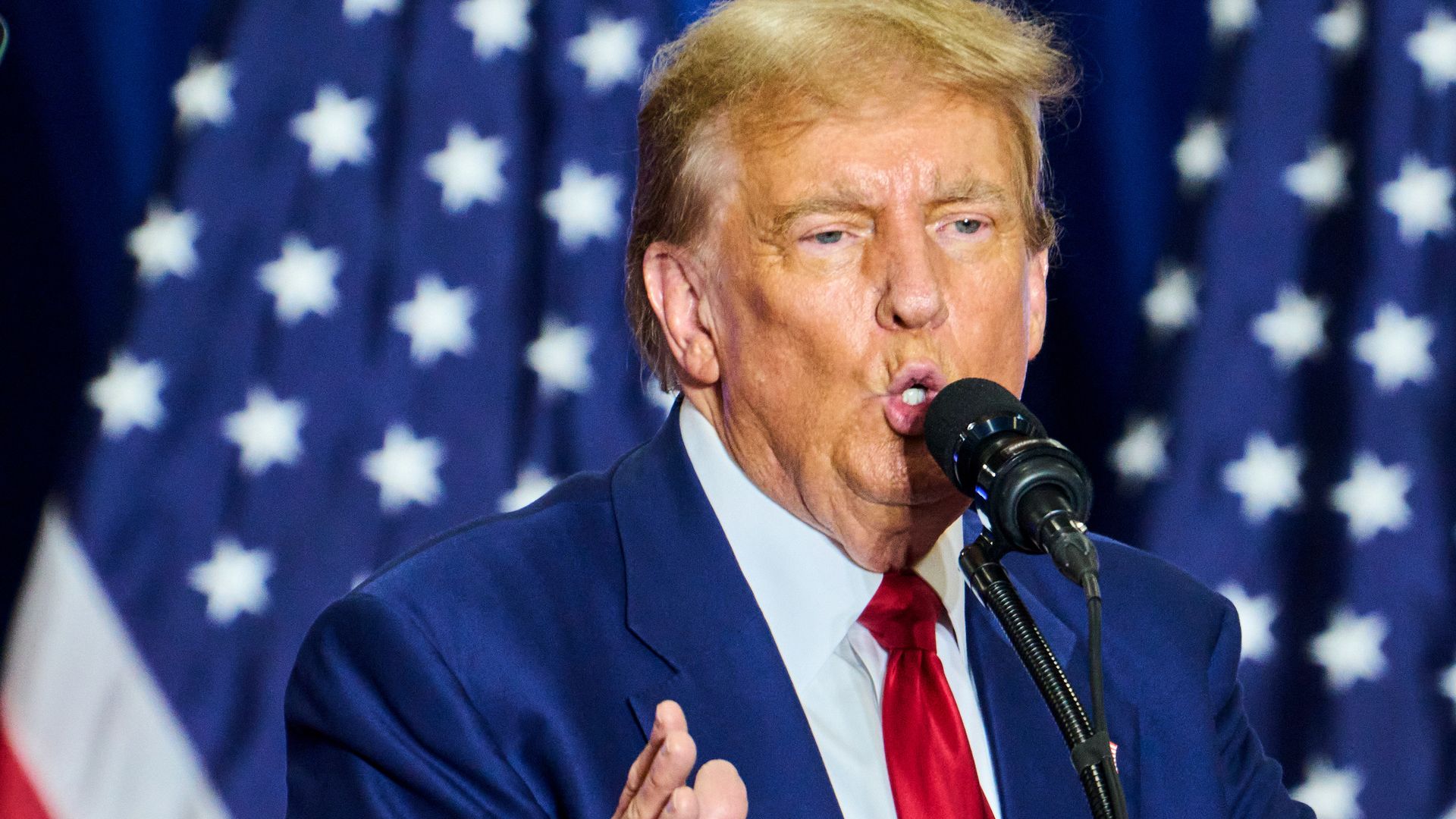 Former US President Donald Trump during a campaign event in Green Bay, Wisconsin, US, on Tuesday, April 2, 2024