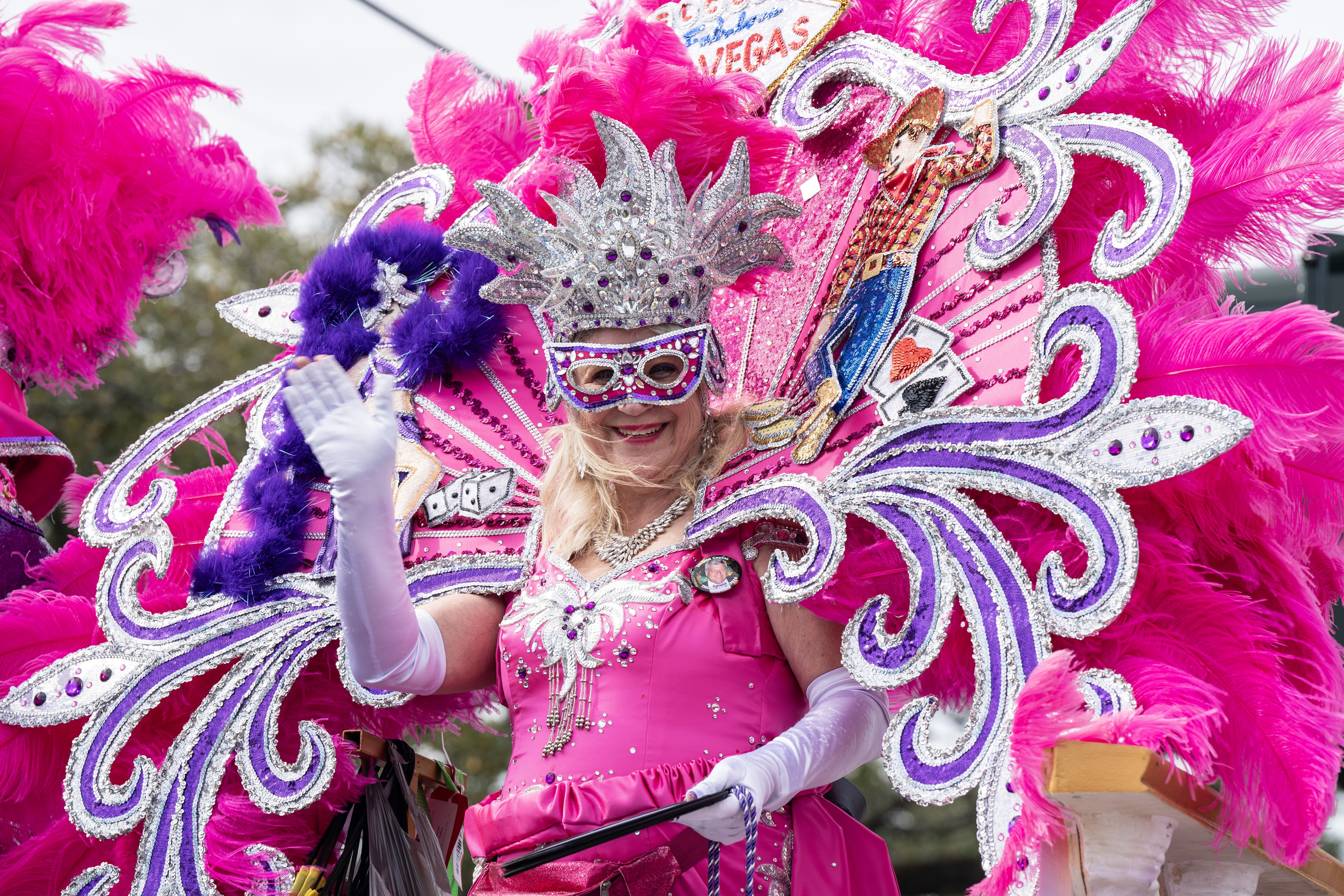 he Krewe of Iris parade takes place during 2024 Mardi Gras on February 10, 2024 in New Orleans, Louisiana. (Photo by Erika Goldring/Getty Images)
