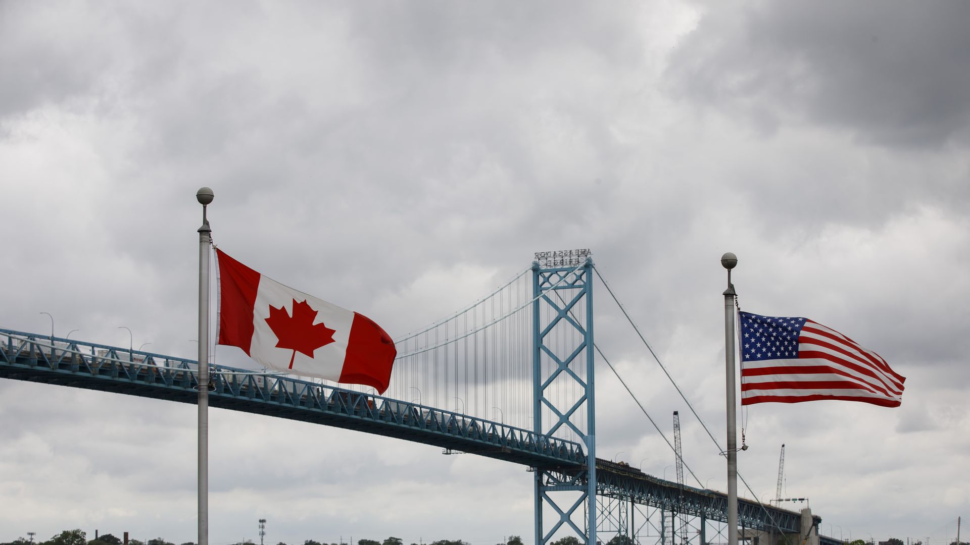 Ambassador Bridge connecting Canada to the U.S. in Windsor, Ontario, Canada