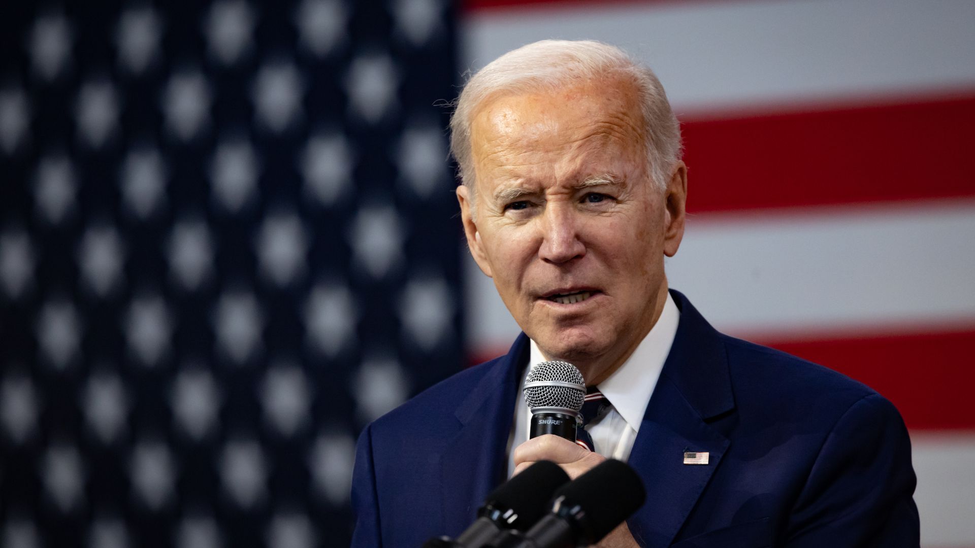  President Joe Biden speaks at the Finishing Trades Institute in Philadelphia, Pennsylvania, US, on Thursday, March 9.