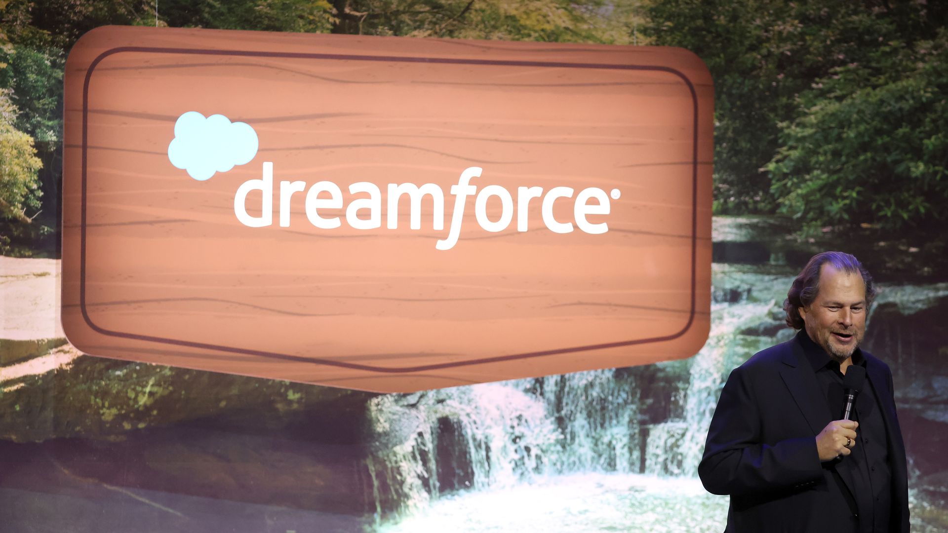 Salesforce CEO Marc Benioff speaks during  Dreamforce 2024. Photo: Justin Sullivan/Getty Images