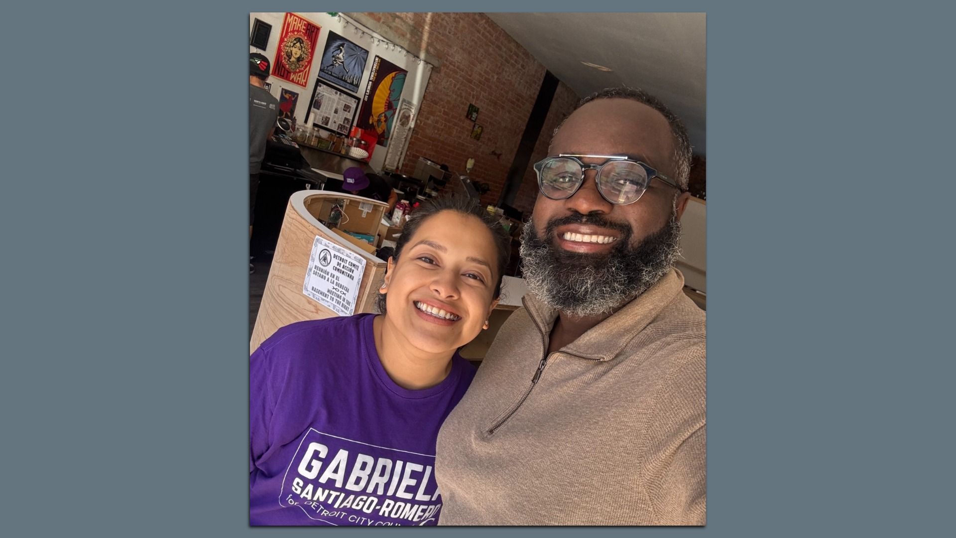 Council Member Gabriela Santiago-Romero with the newly elected Denzel McCampbell.