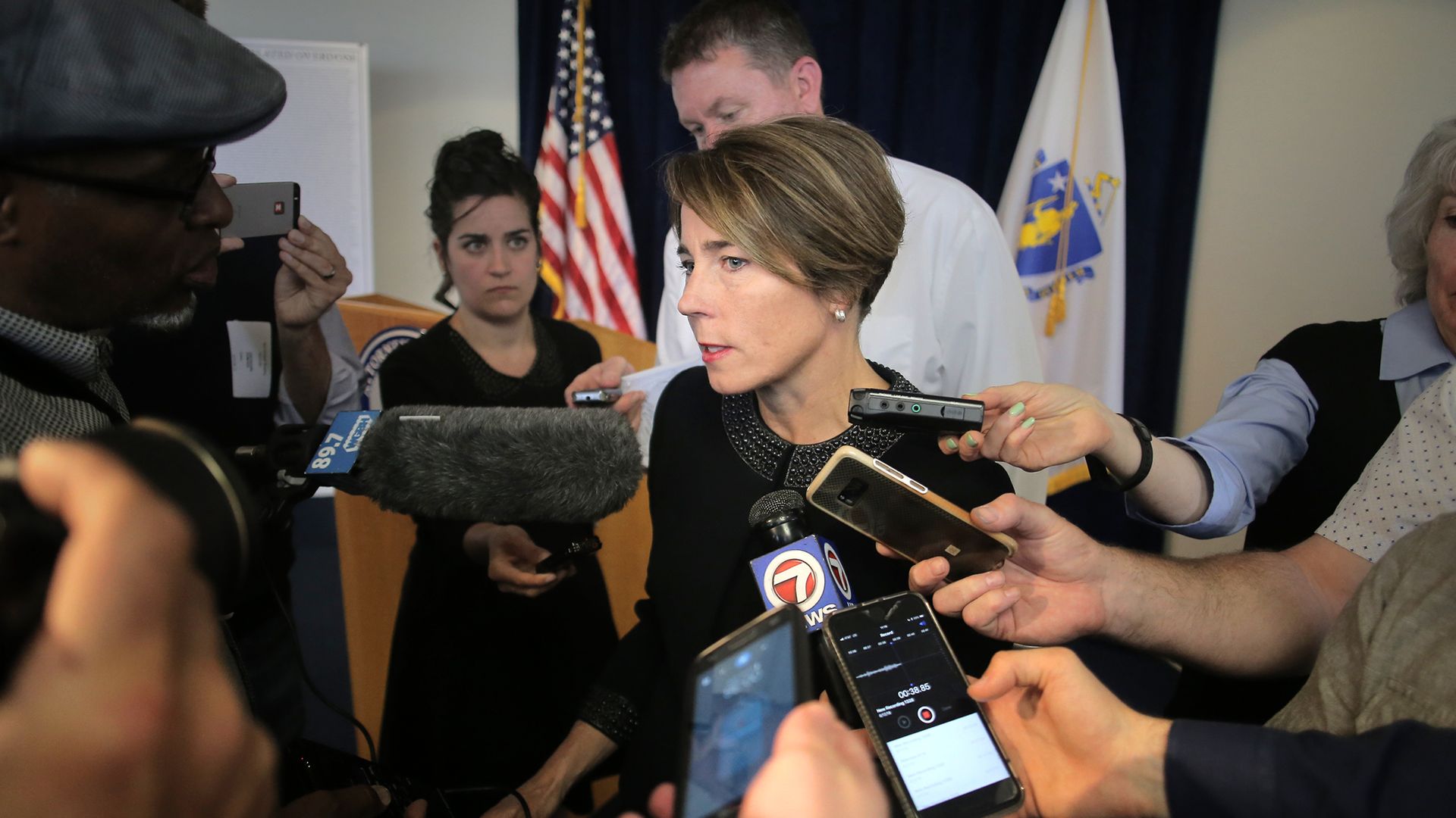 Massachusetts AG MAura HEaly answers questions from press