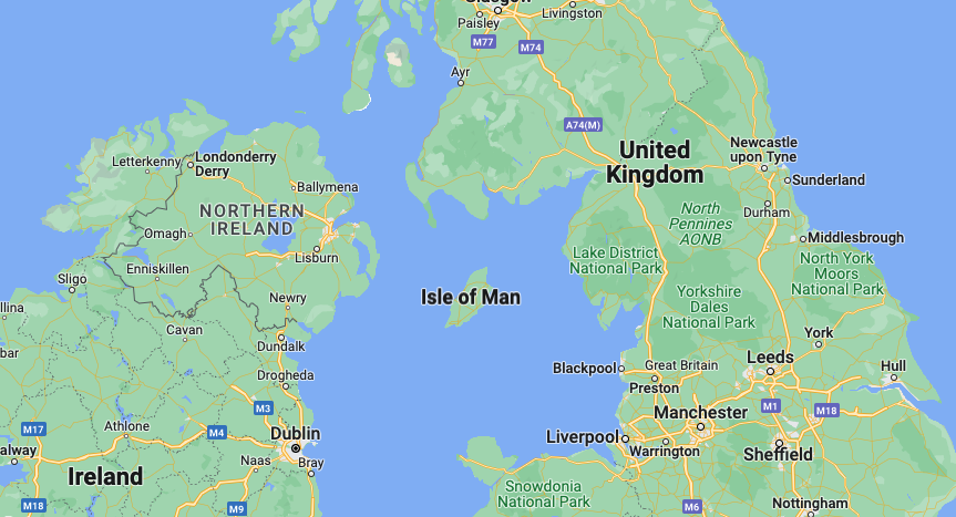 A Google Maps screenshot of Isle of Man