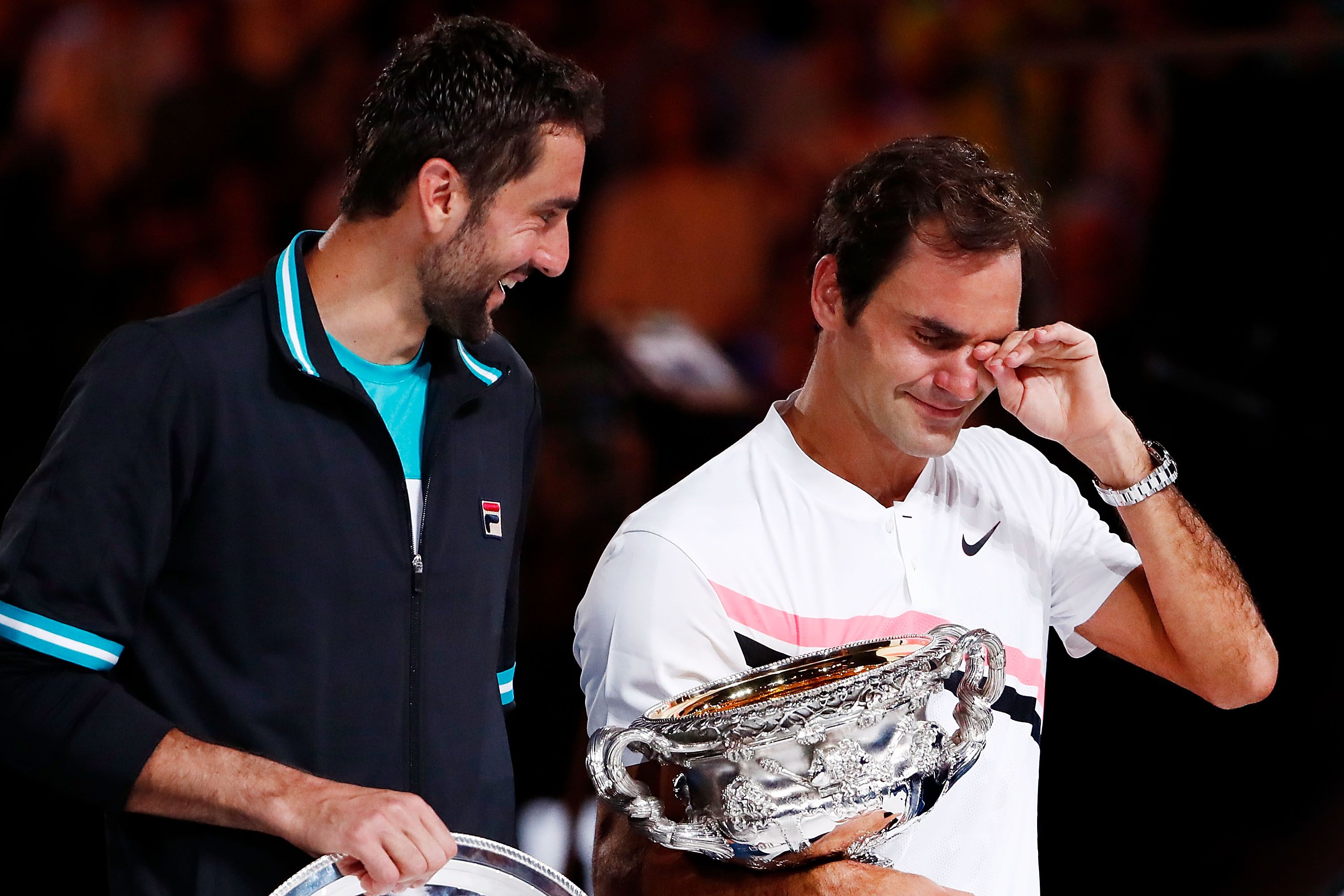 Roger Federer crying