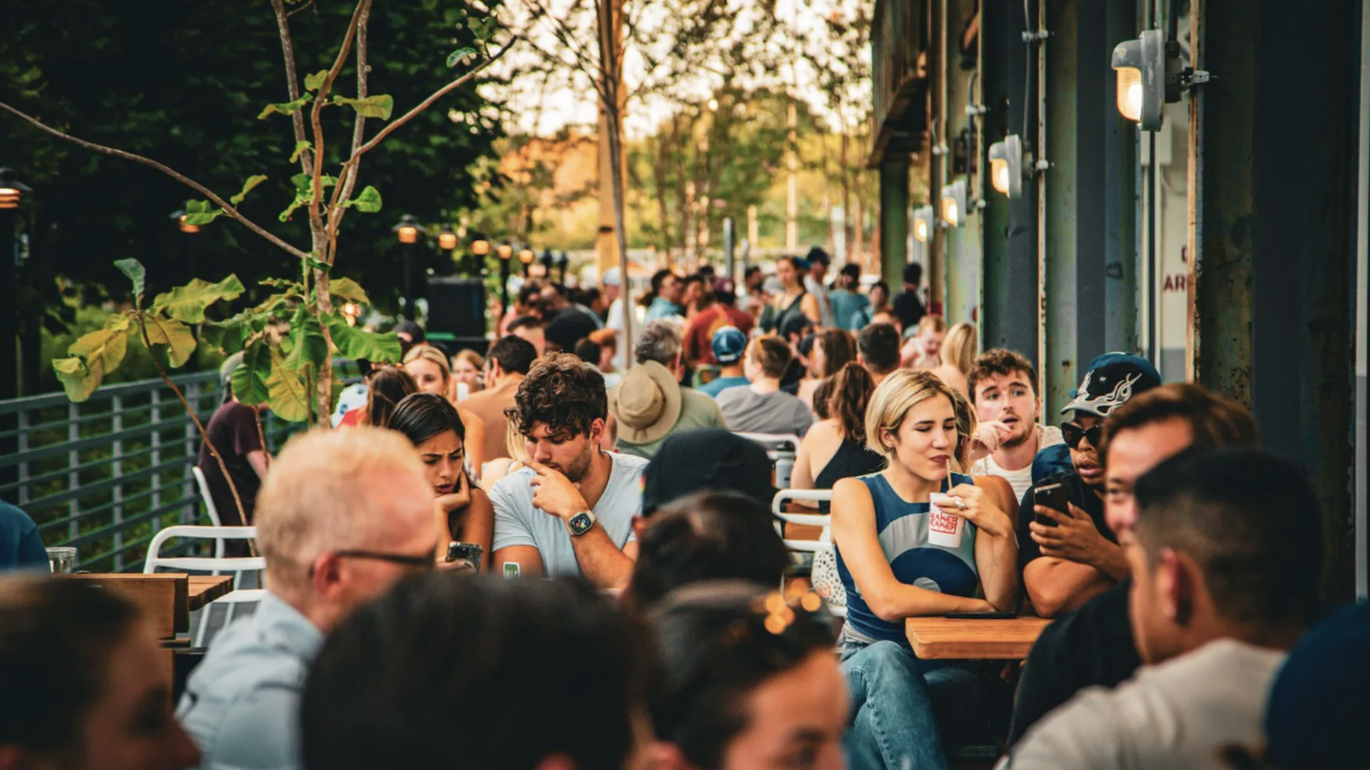 patio packed with people