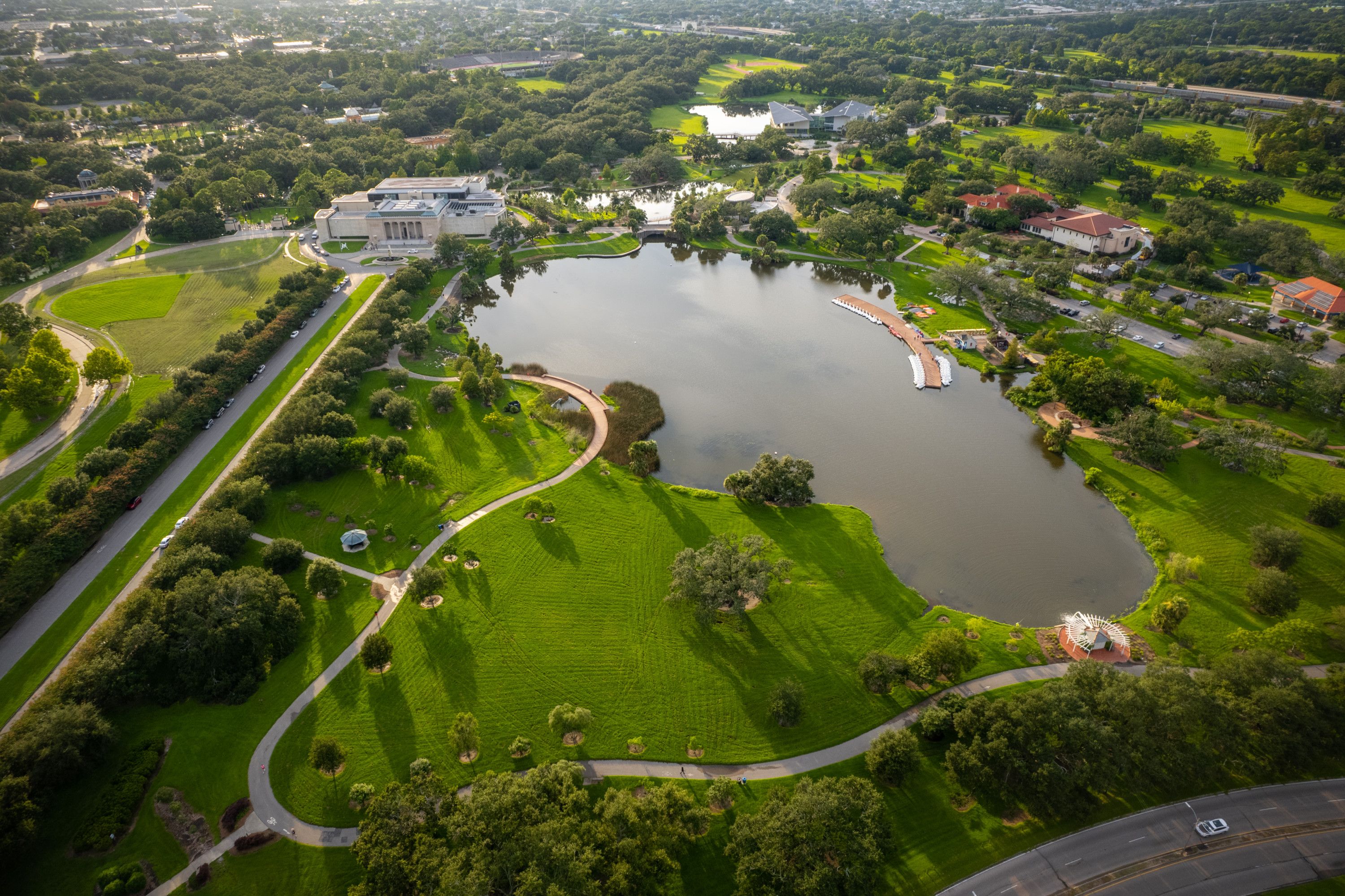 Photo shows an aerial view of City Park