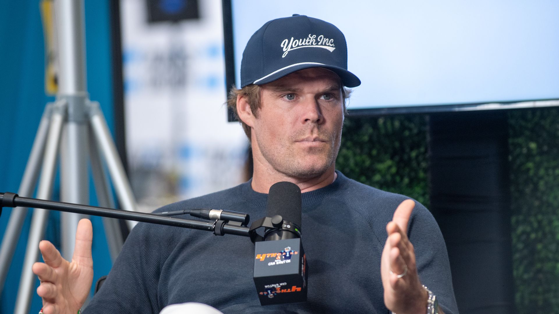 Greg Olsen speaks on radio row prior to Super Bowl LIX at the Ernest Morial Convention Center on February 06, 2025 in New Orleans, Louisiana. 